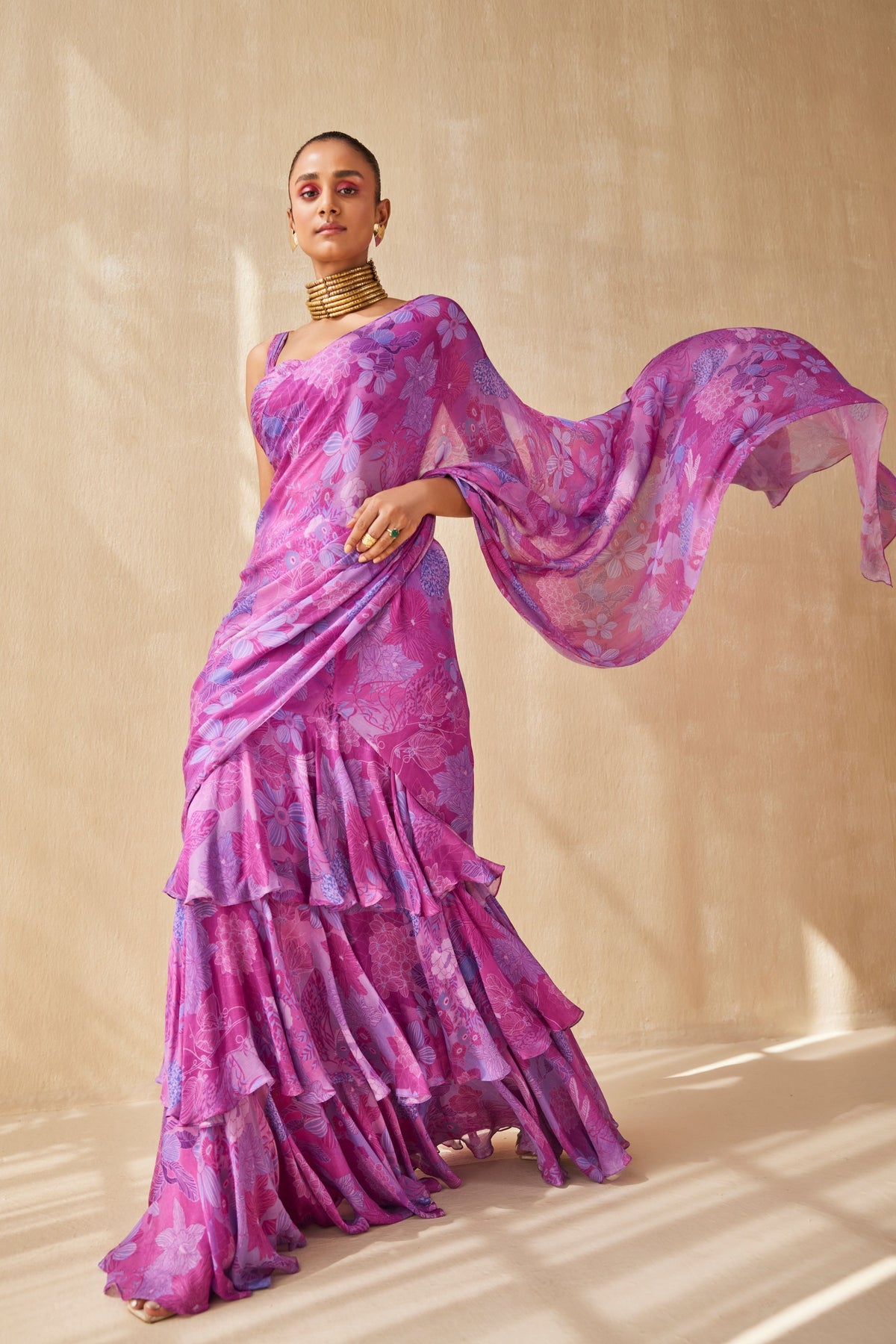 Deep Rhythm Ruffle Saree