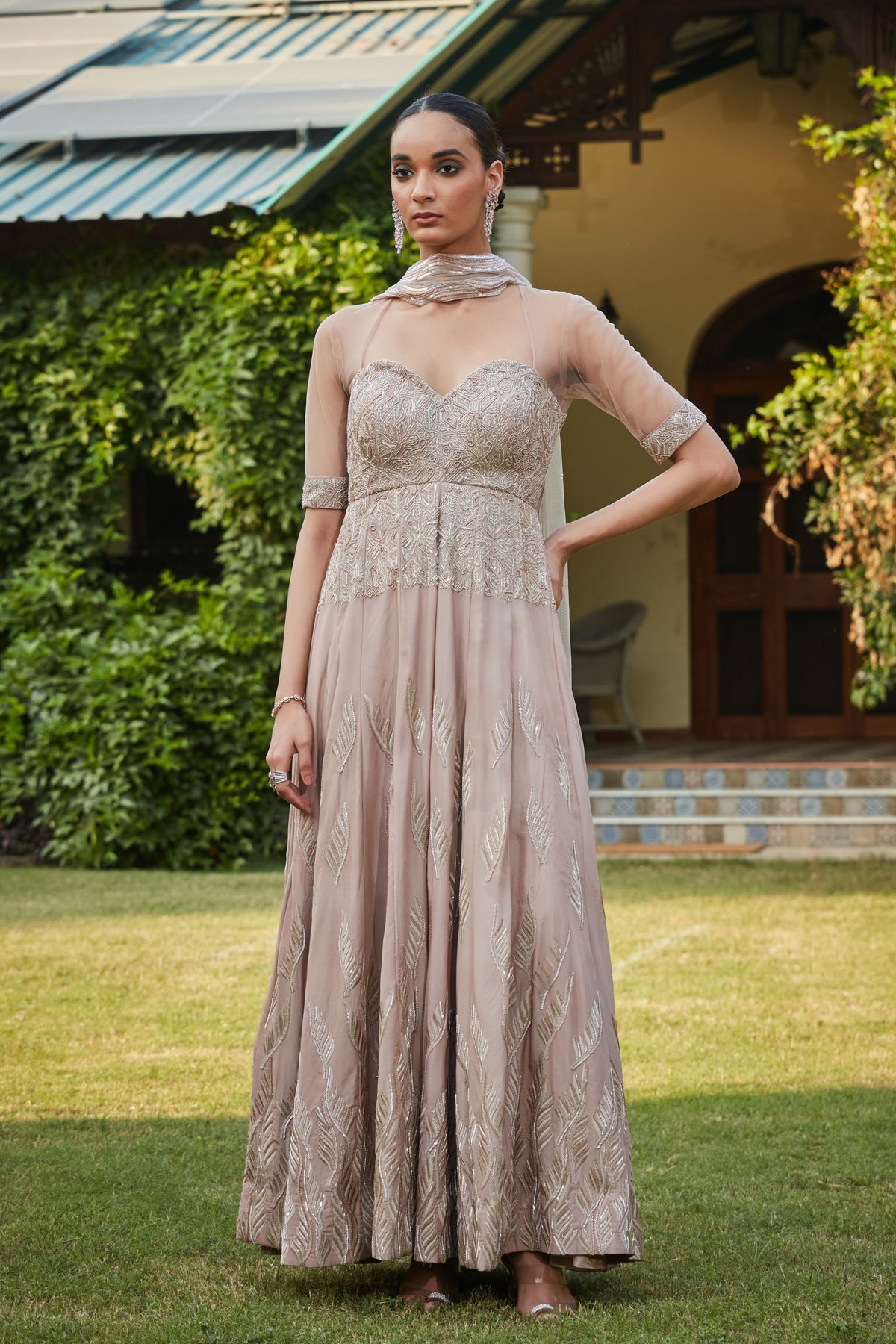 Vaani Champagne Anarkali Set