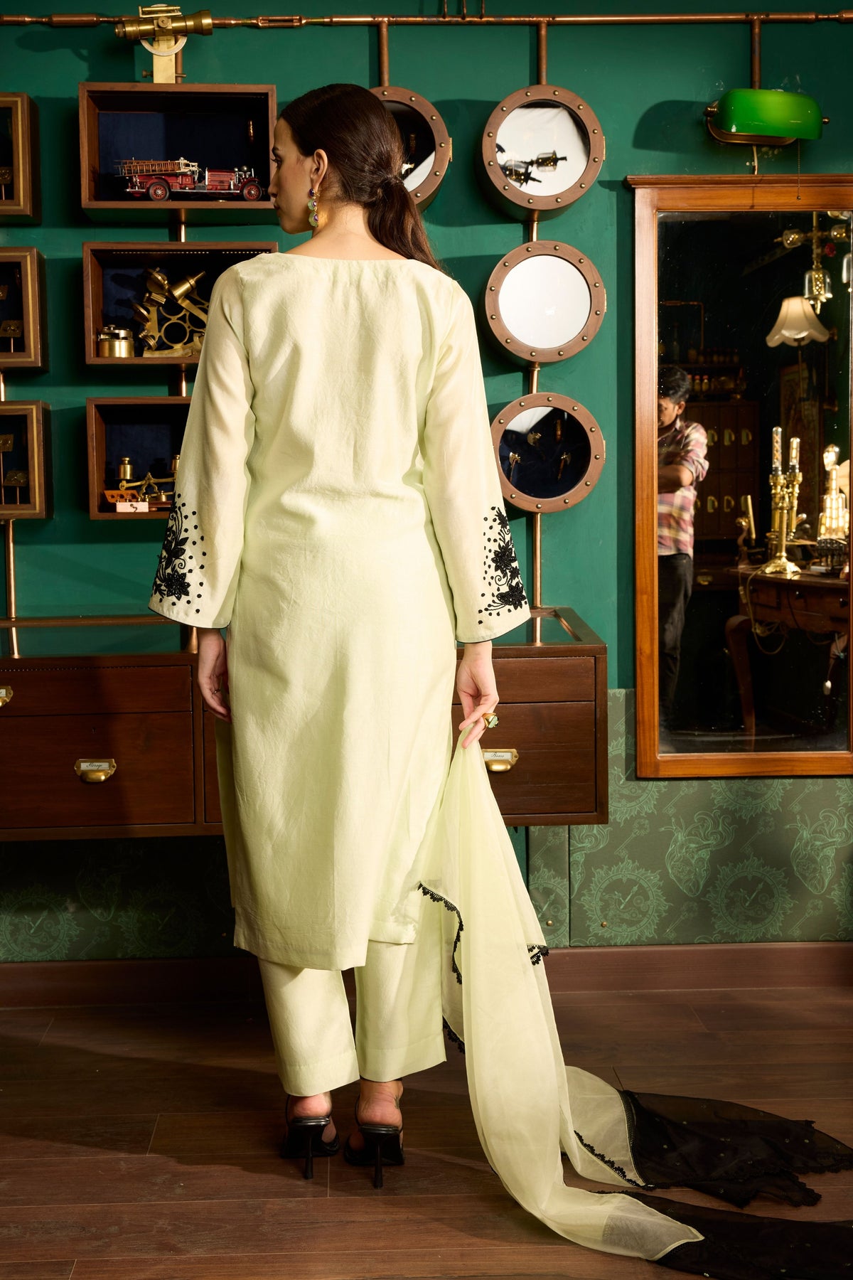 Pista Green Embroidered Kurta Set