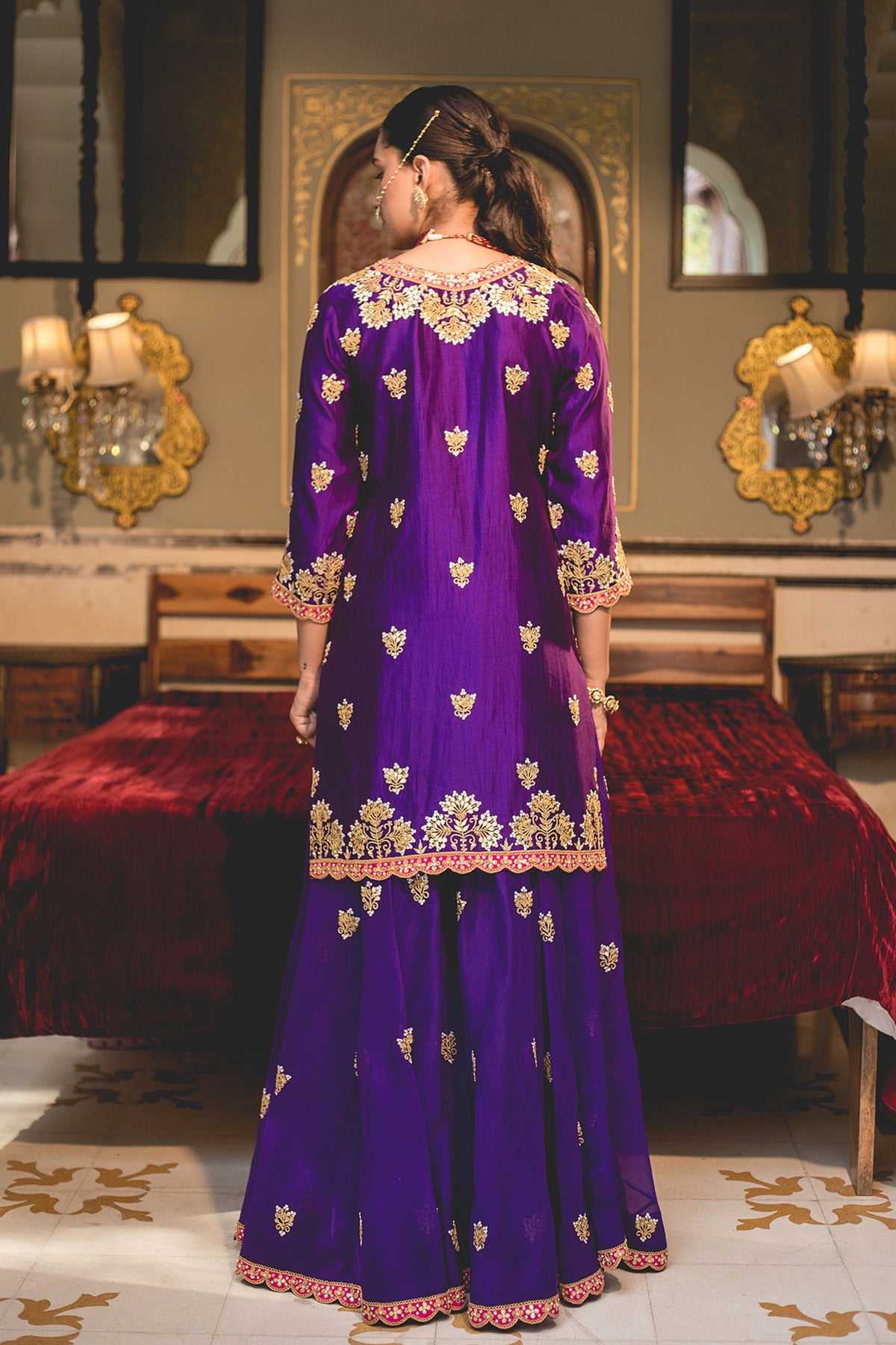 Purple Sharara Set