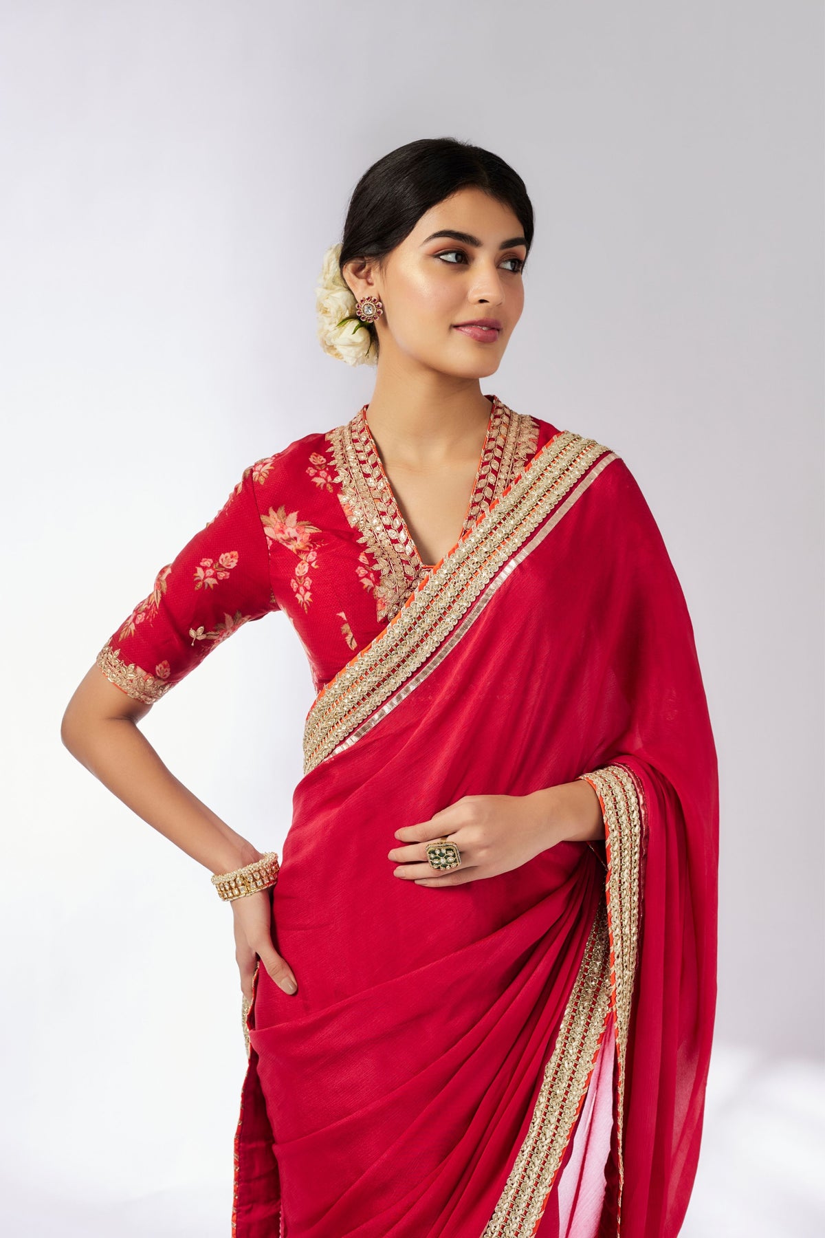 Red Anisha Saree Set