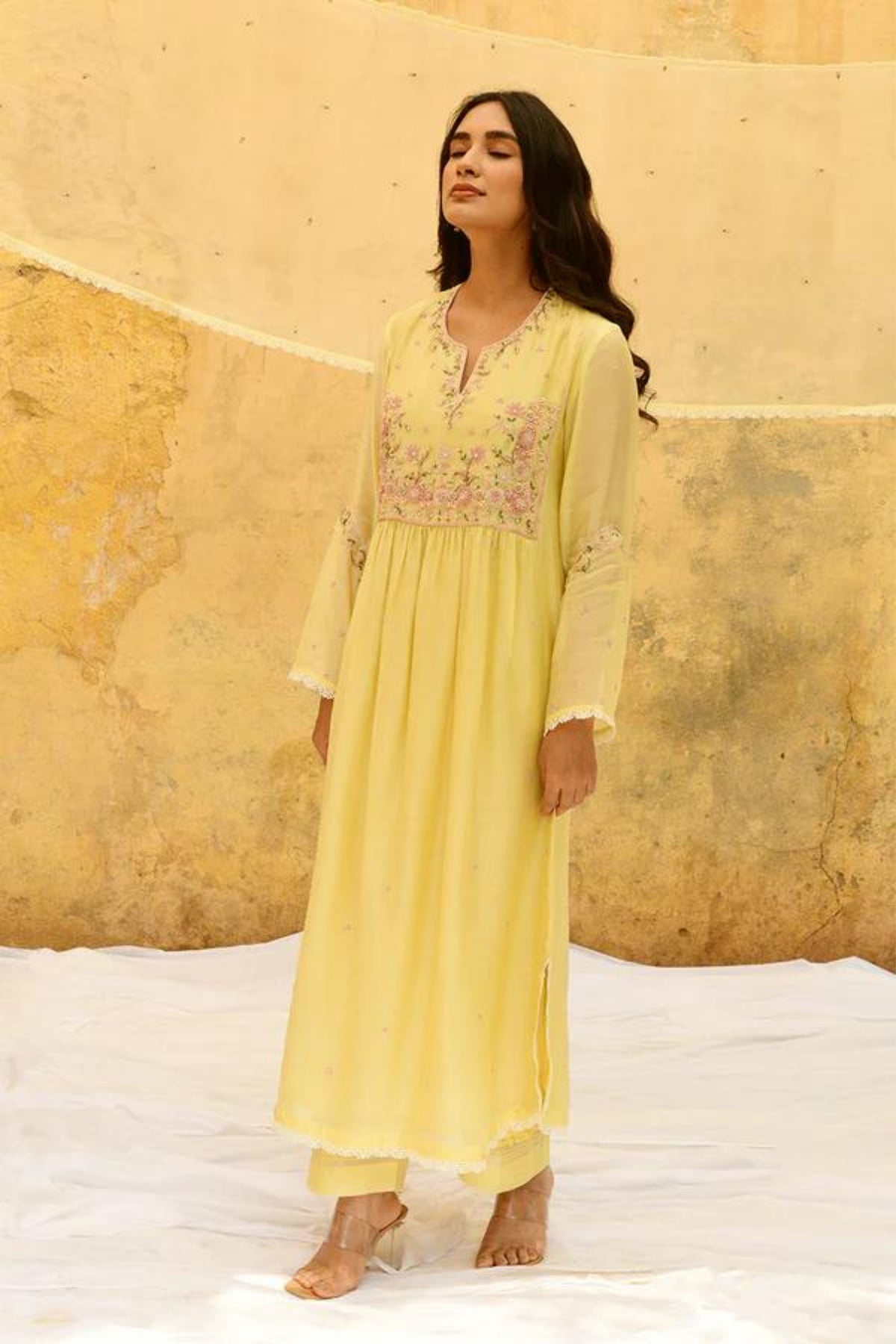 Lemon Yellow Mystic Knot Kurta Set