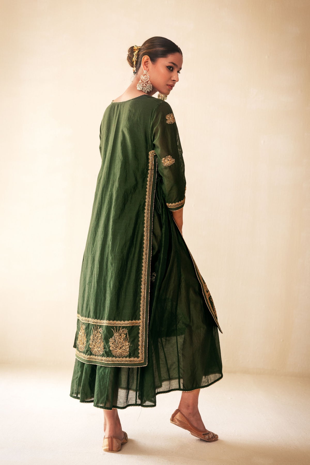 Green Lucknowi Style Kurta