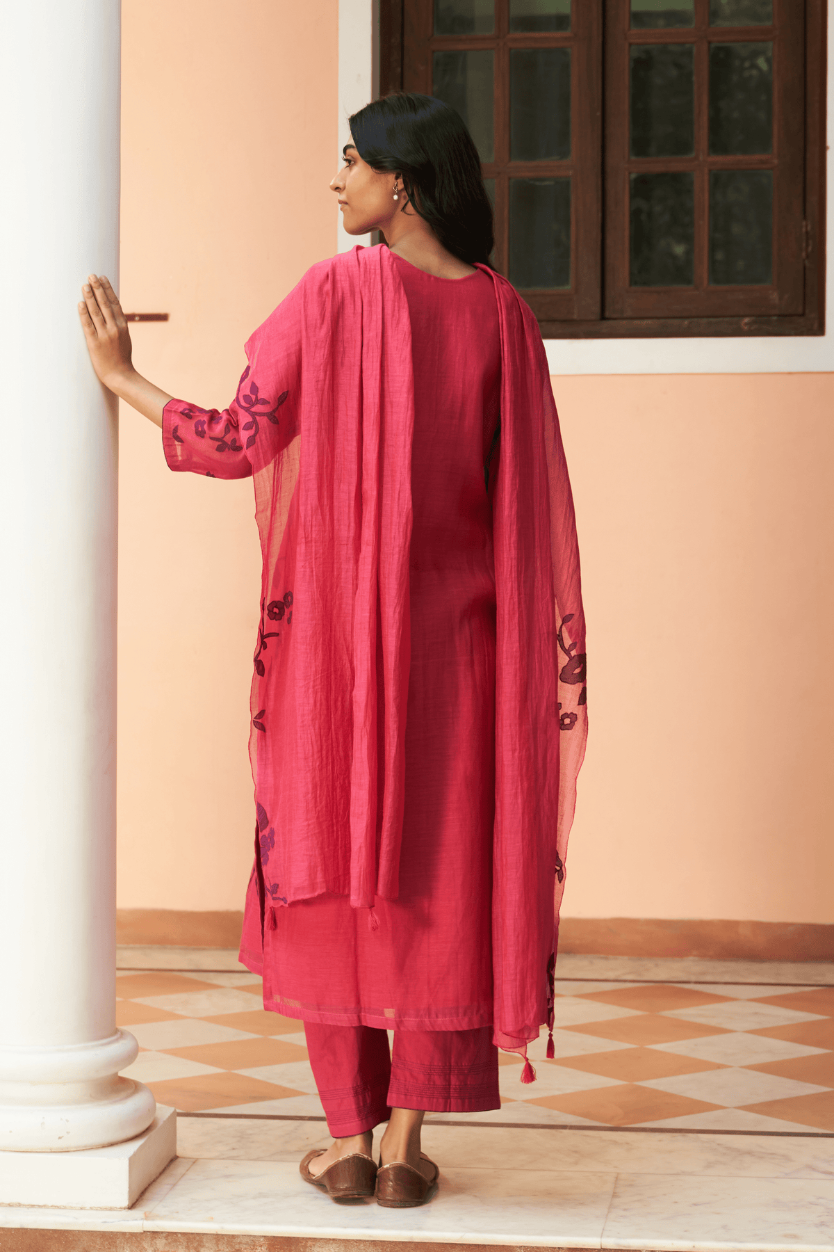 Rouge Floral Applique kurta set