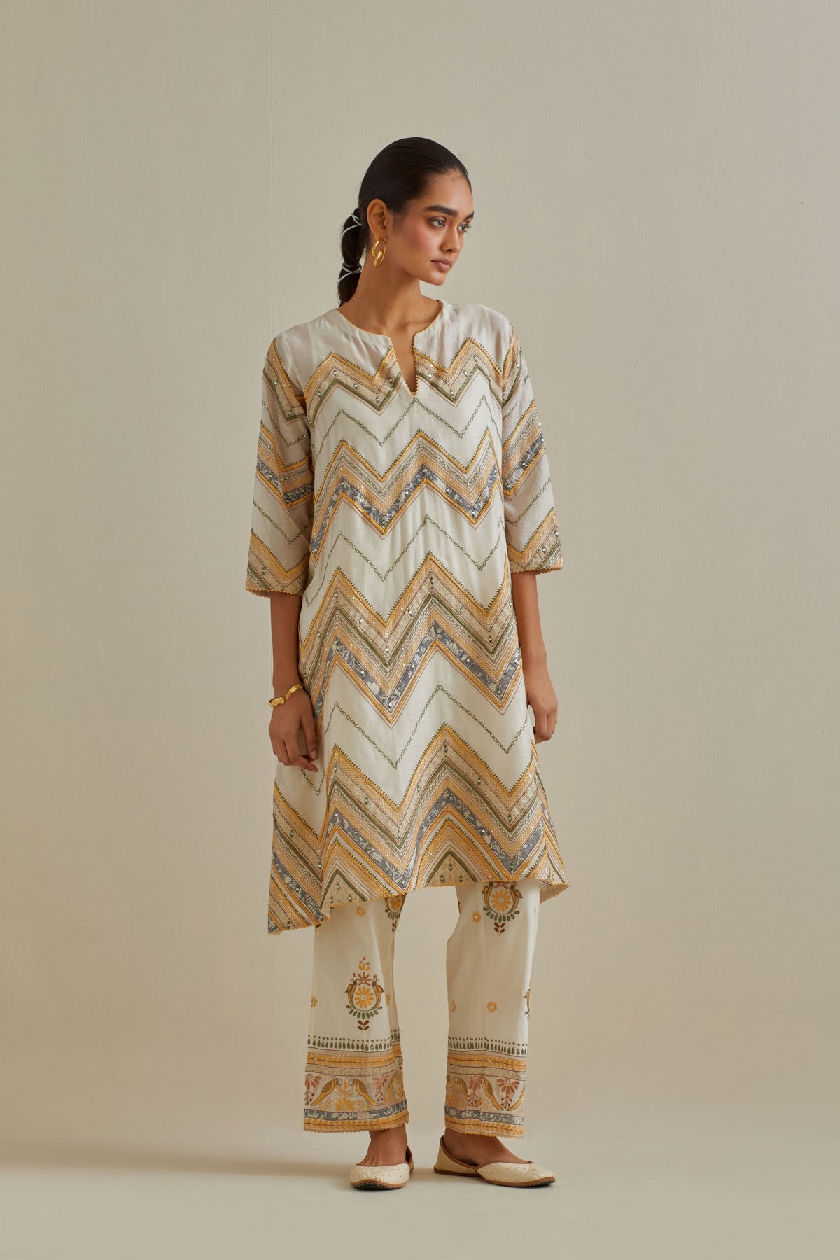 Yellow a -line Kurta Set