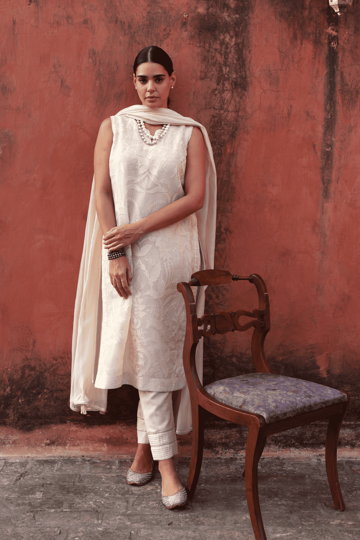 Ivory Applique Kurta Set