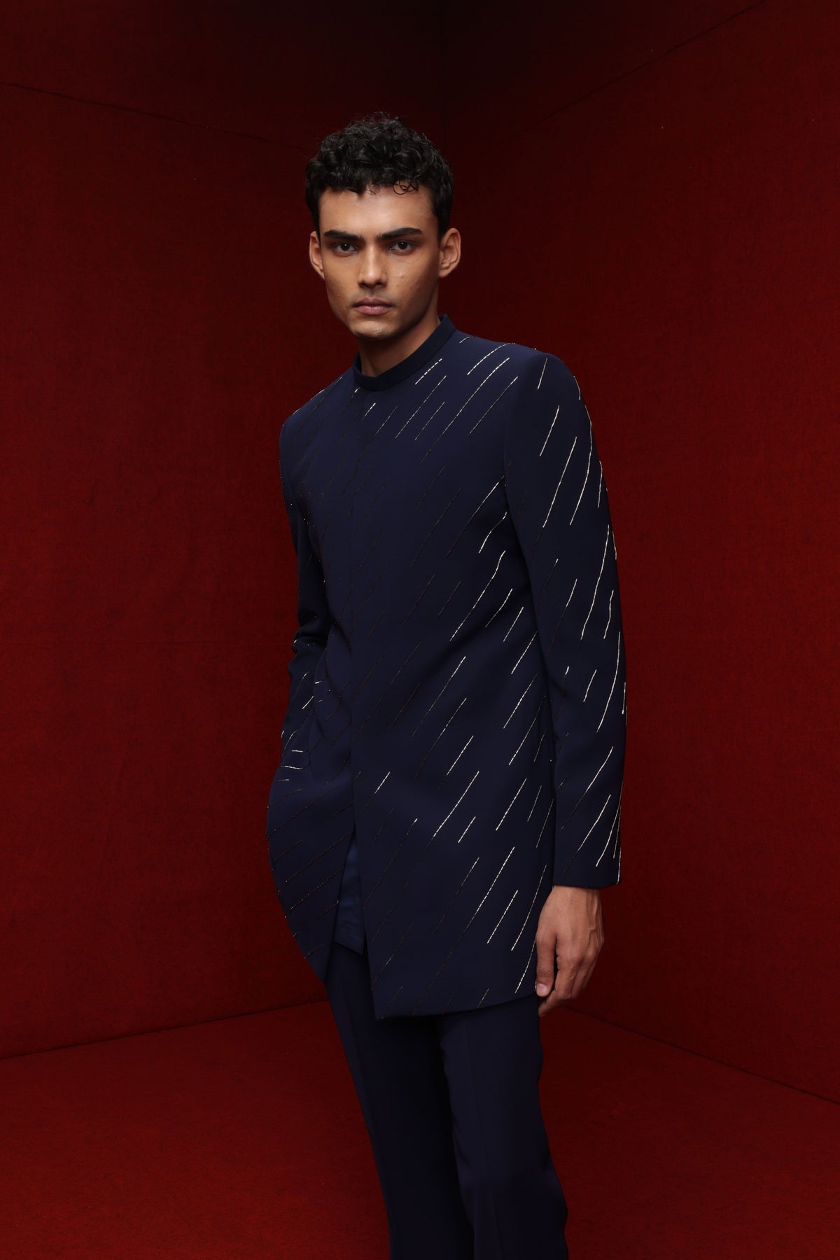 Navy Blue Bandhgala With Pant