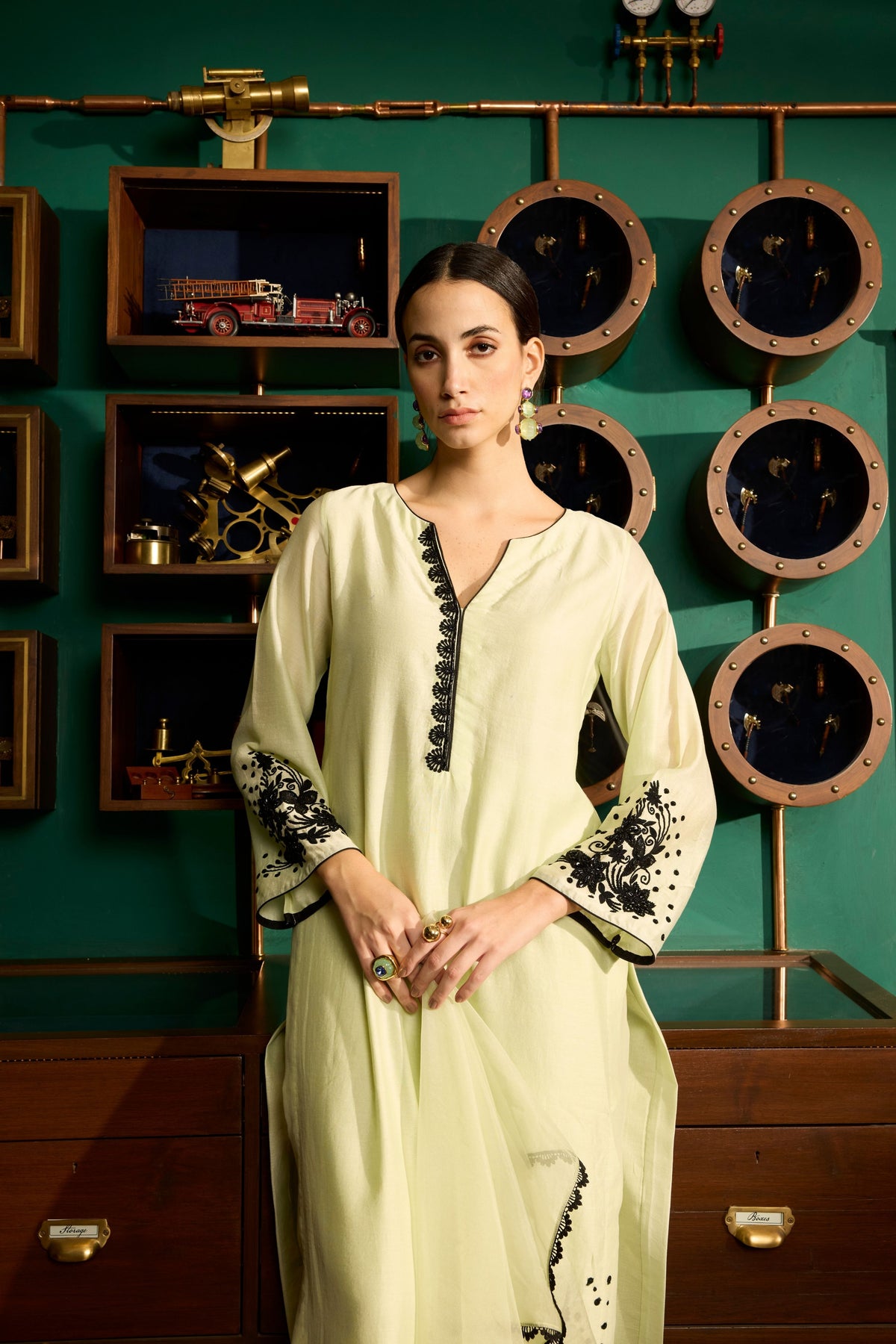 Pista Green Embroidered Kurta Set