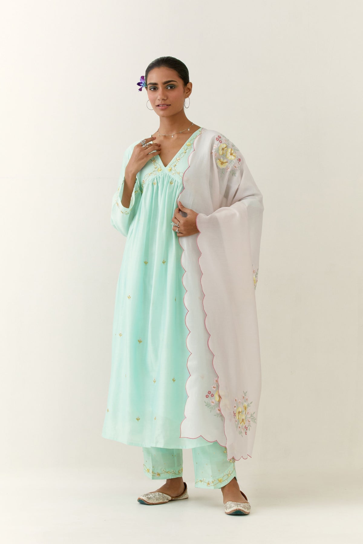 Mint Blue Yoke kurta Set