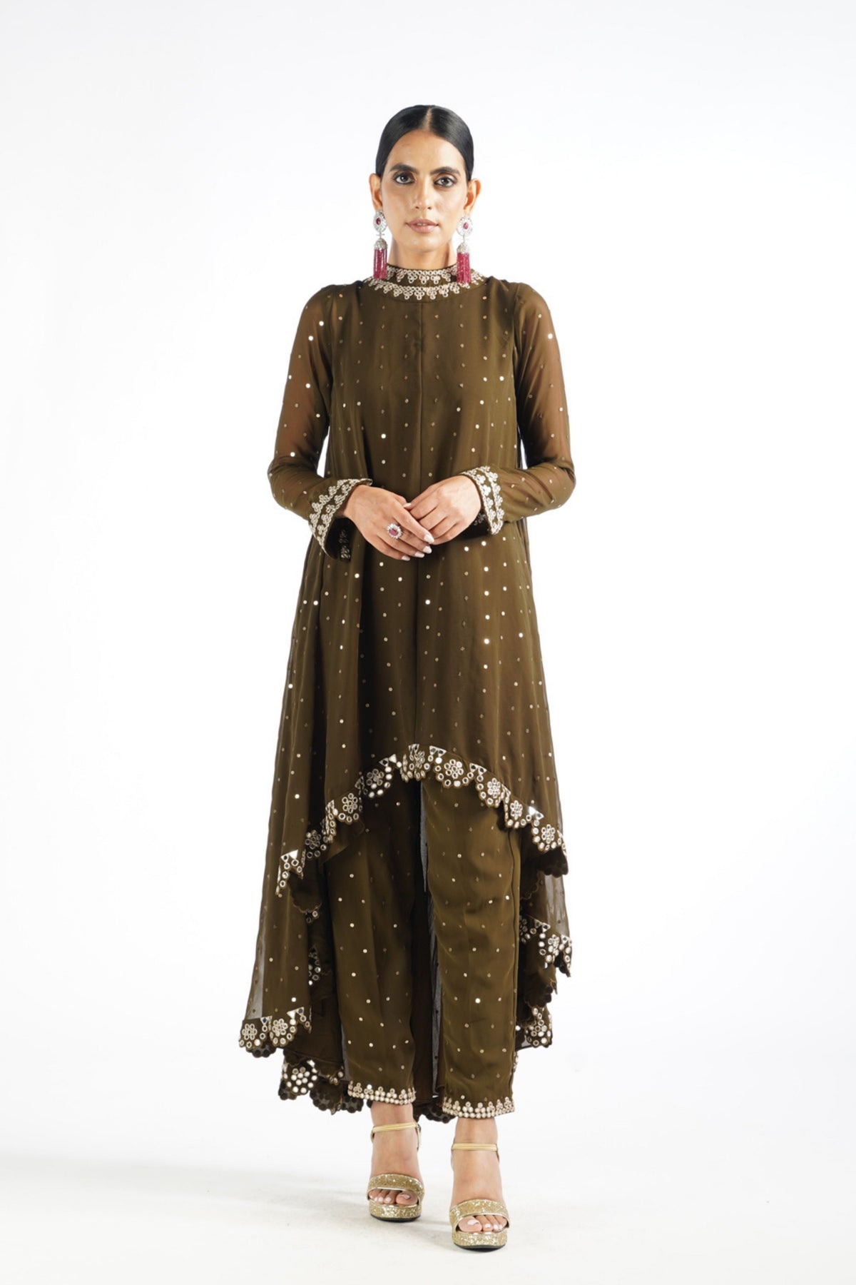 Olive Green Mirror Kurta Set