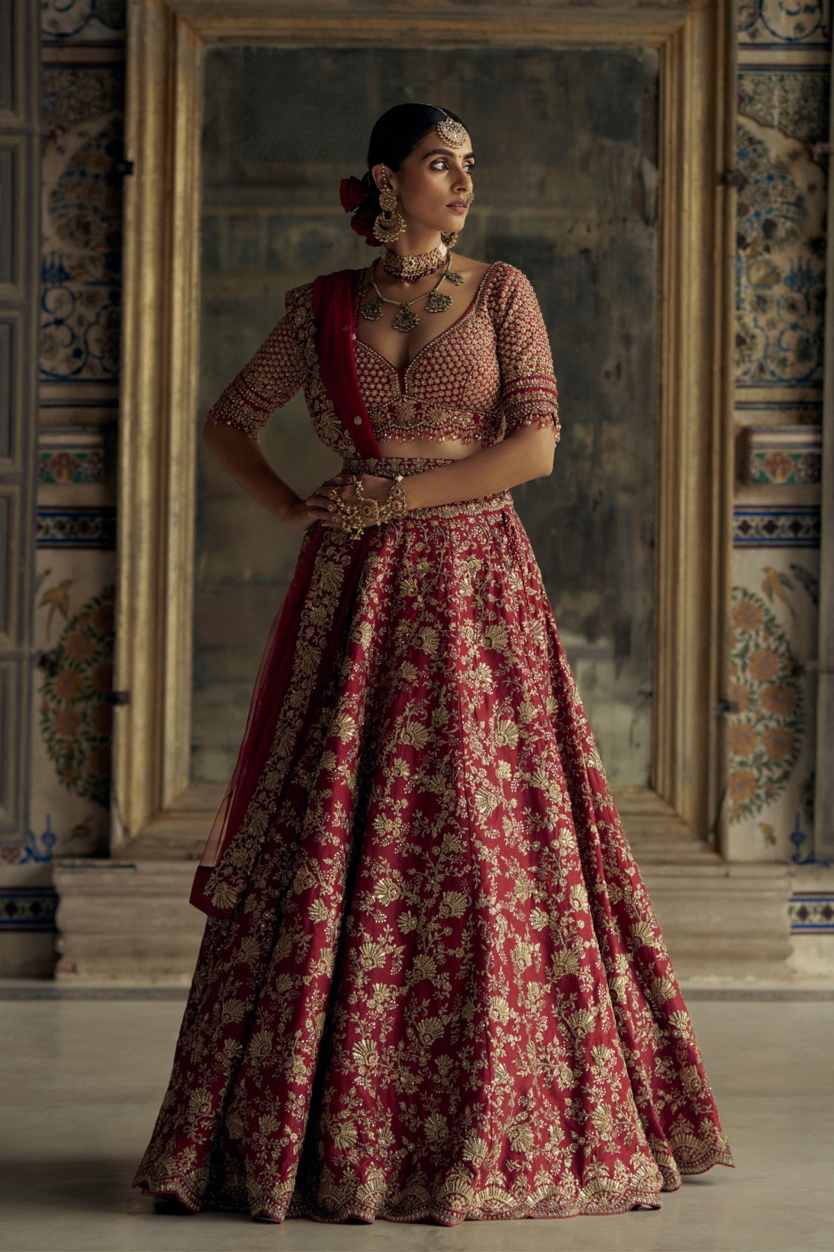 Deep Red Lehenga Choli Set