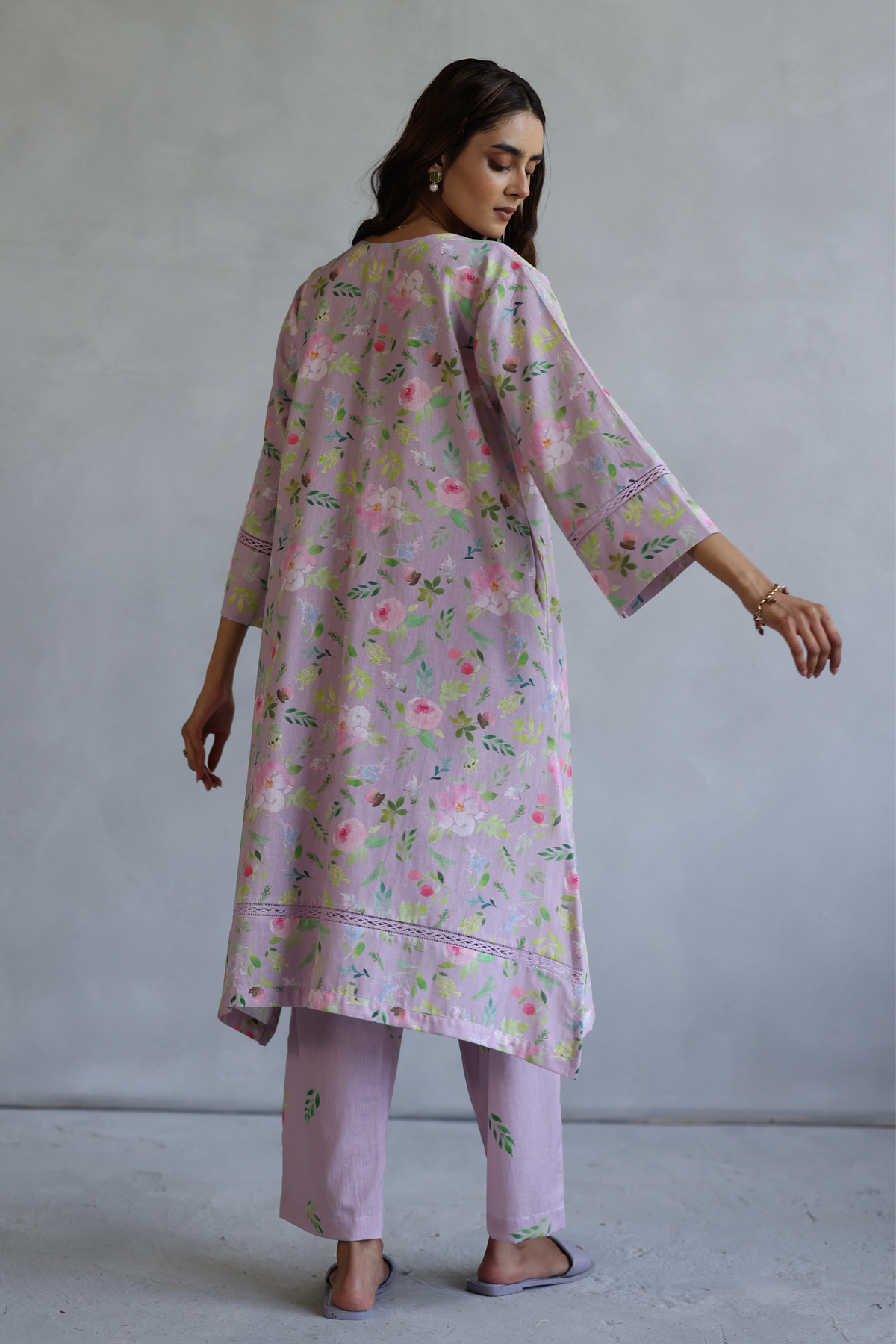 Floral Pink Hyacinth Tunic Set