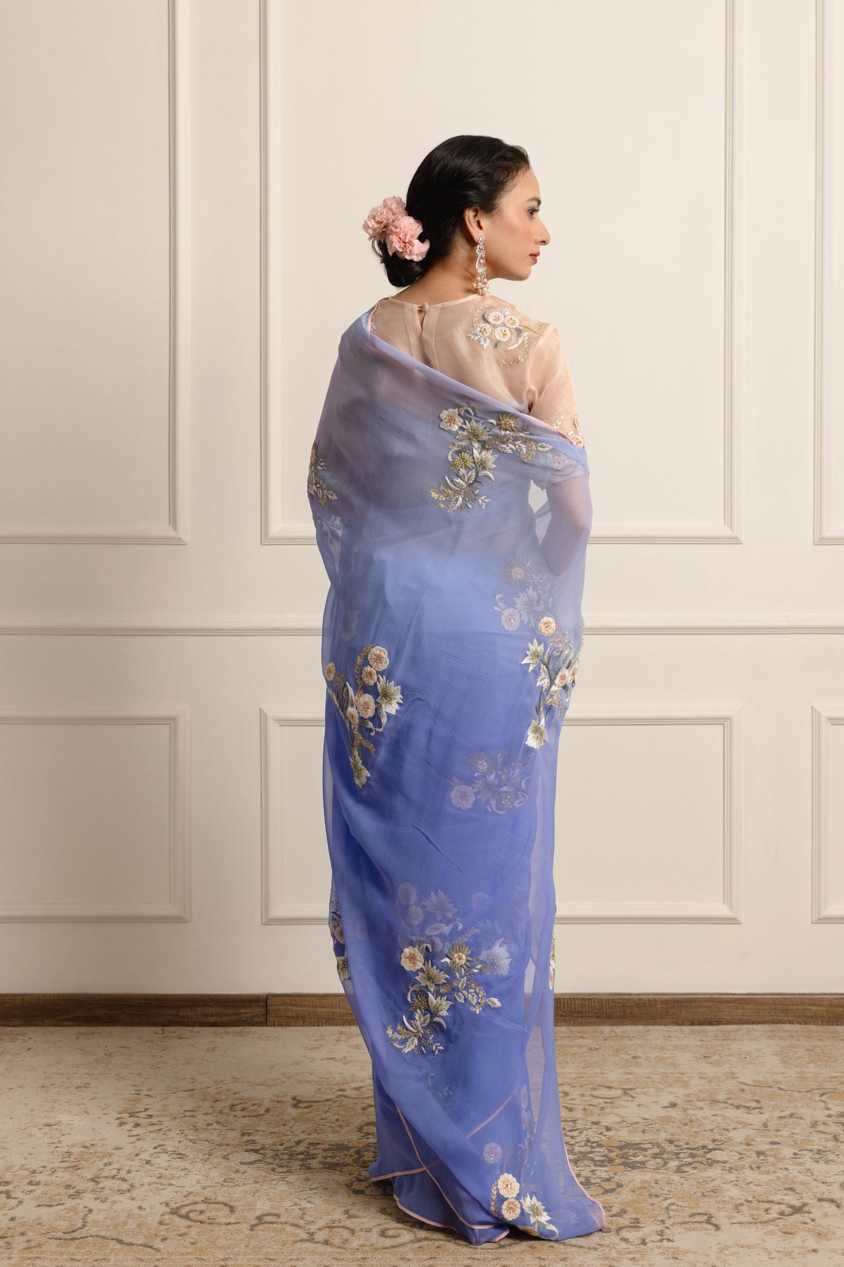 Lydia Periwrinkle Chiffon Saree