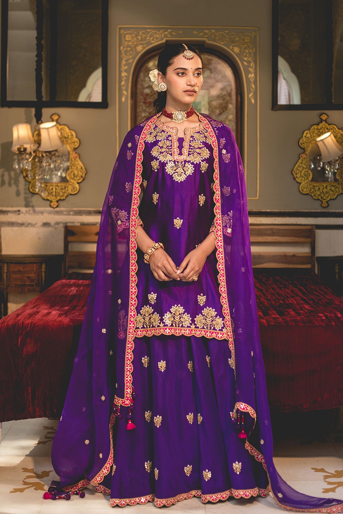 Purple Sharara Set