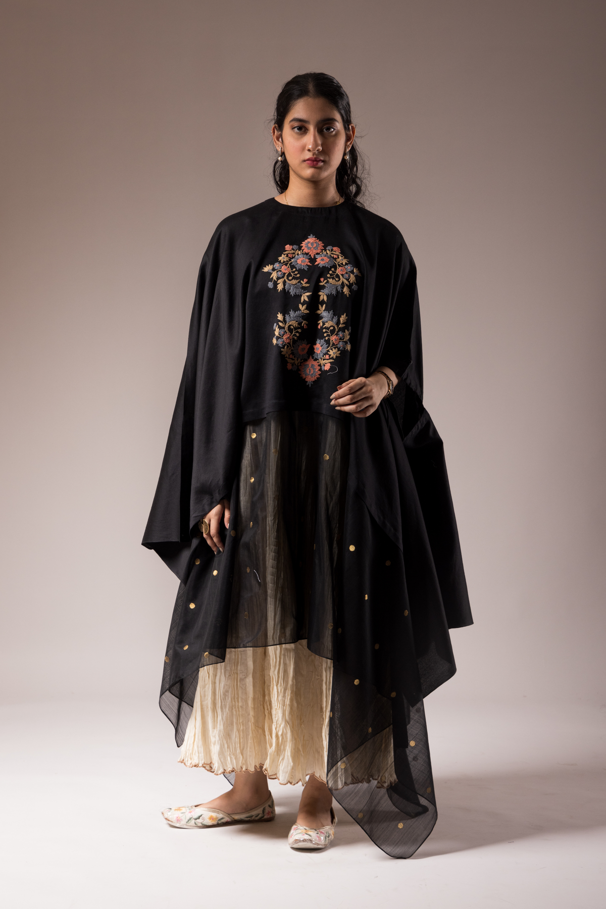 Black Chanderi Kaftan