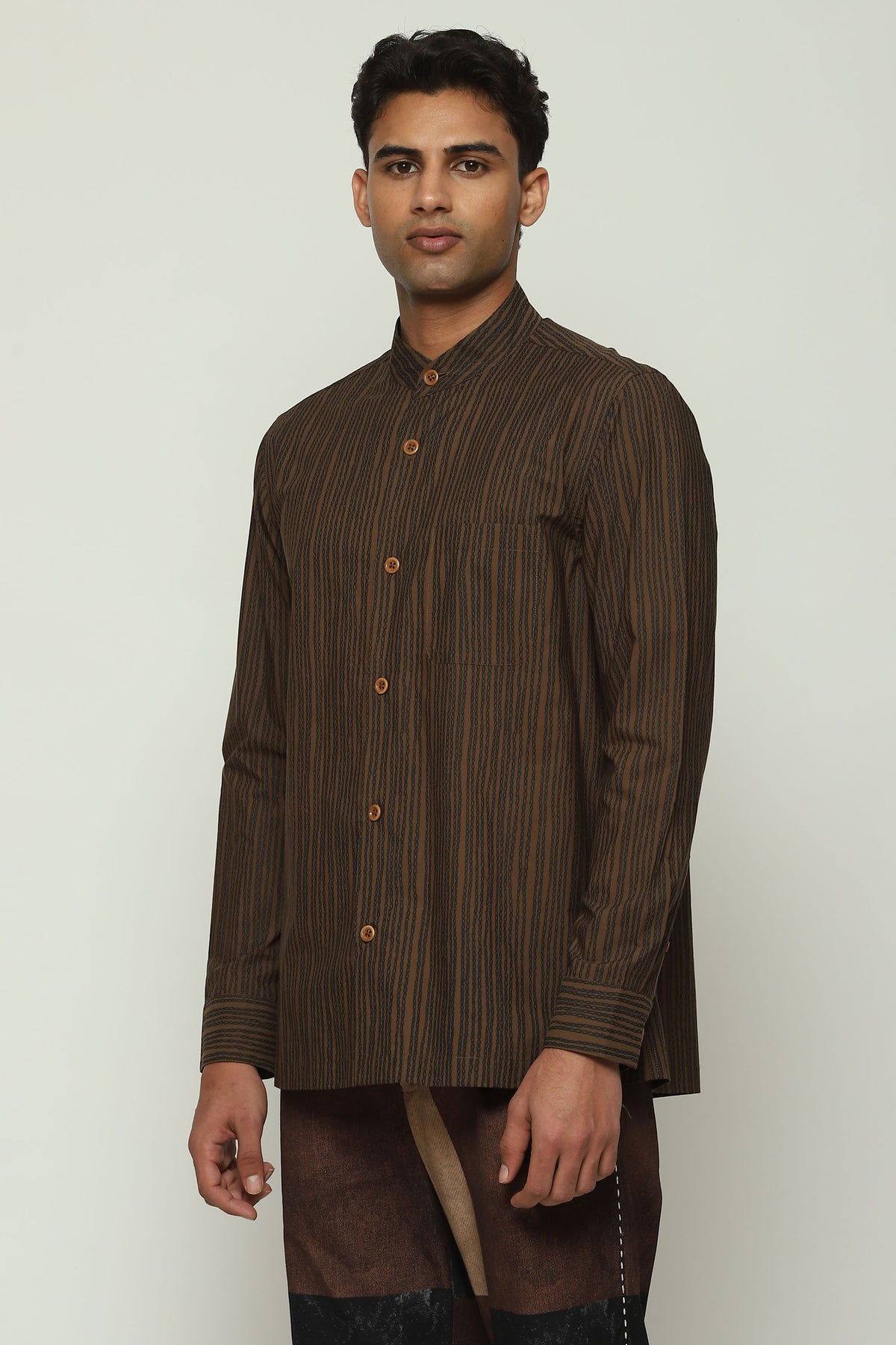 Mocha Crewel Print Shirt