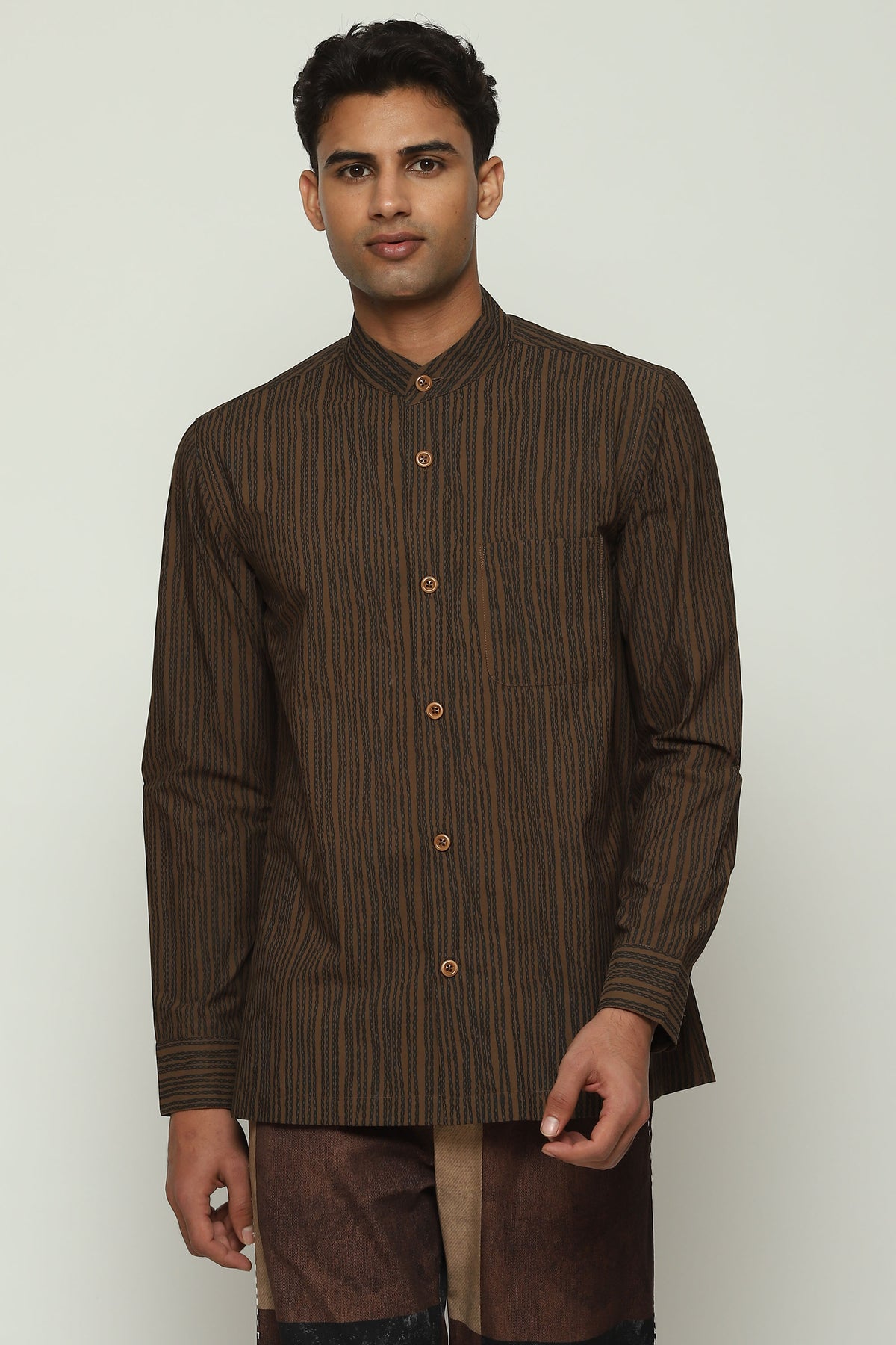 Mocha Crewel Print Shirt