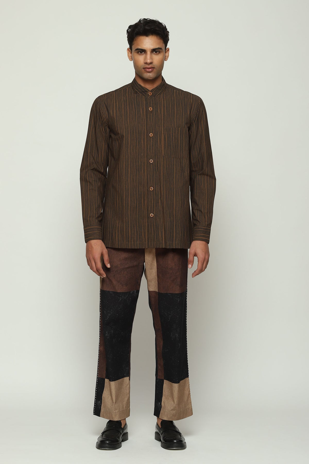 Mocha Crewel Print Shirt