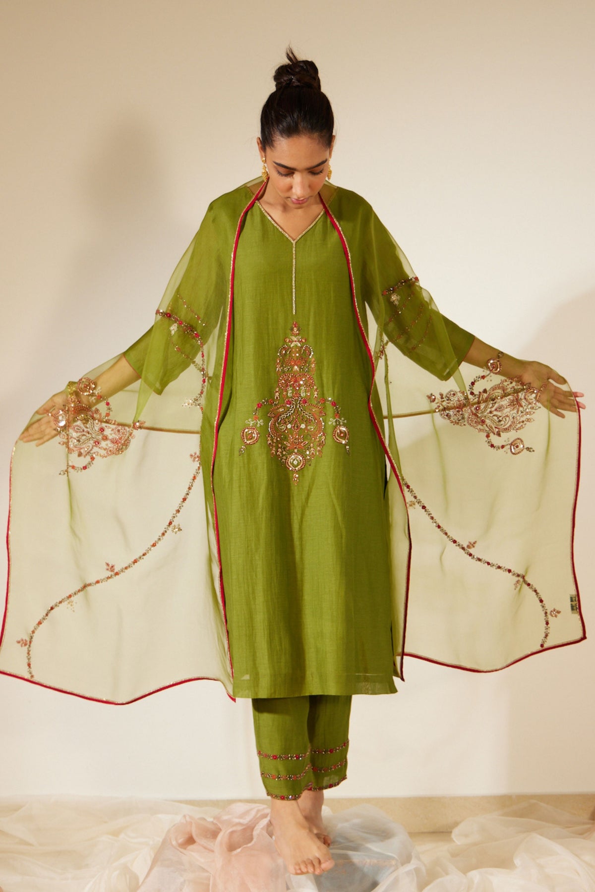 Green Dhuleti Dupatta