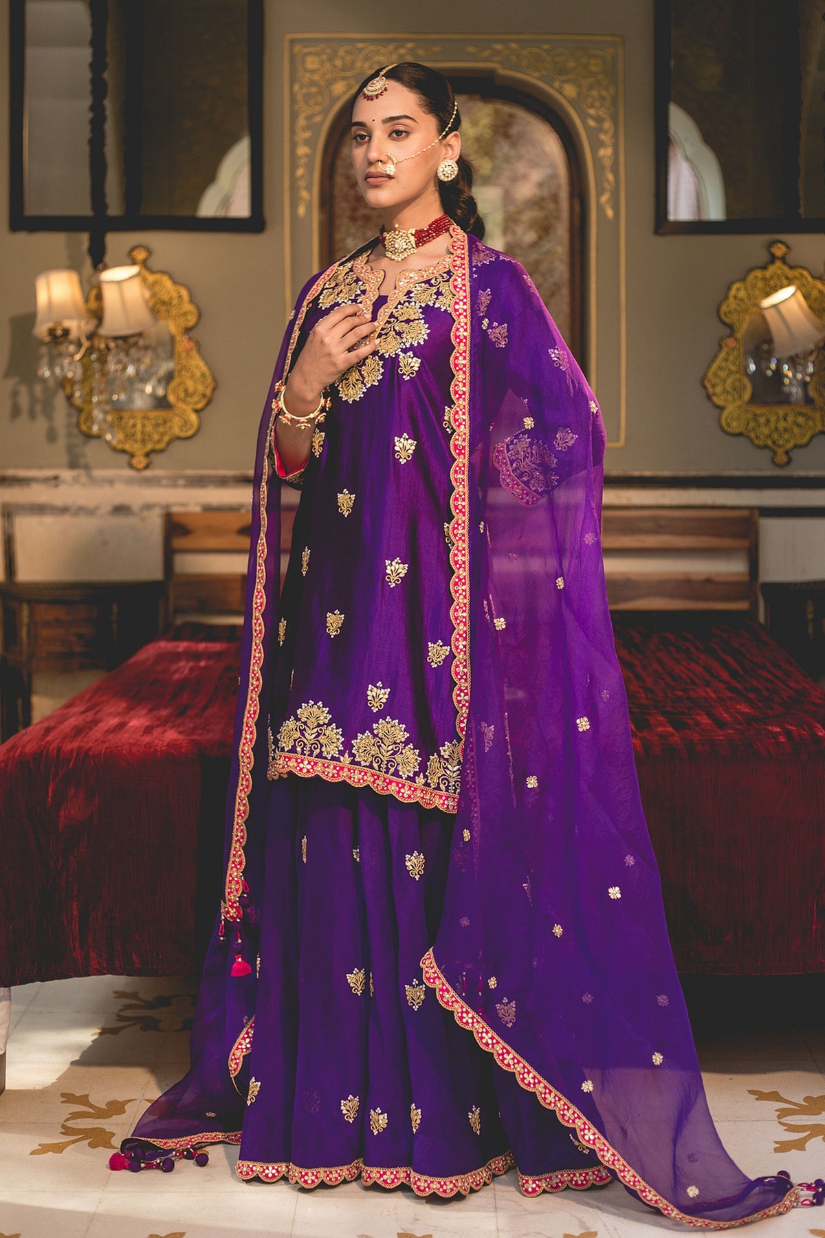 Purple Sharara Set