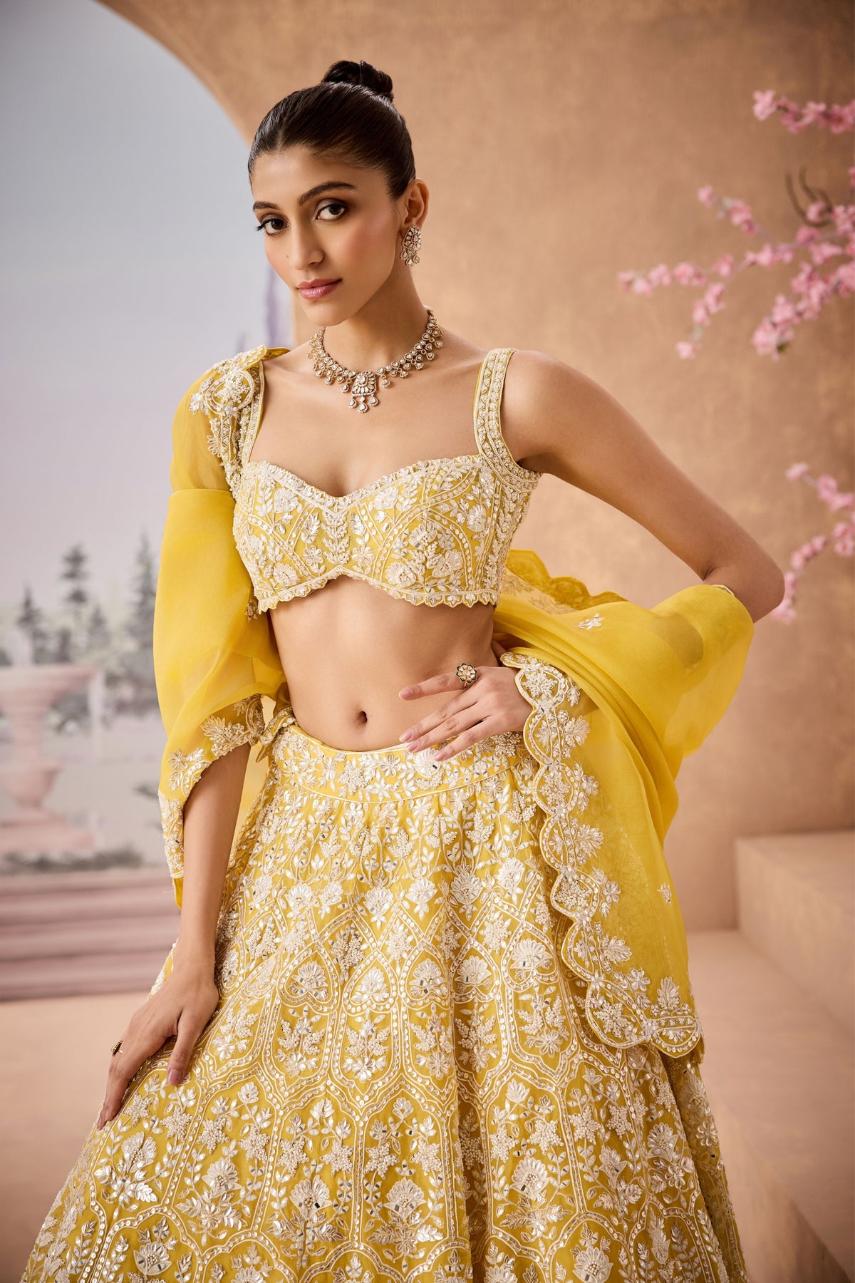 Mtb Yellow Pearl Lehenga Set