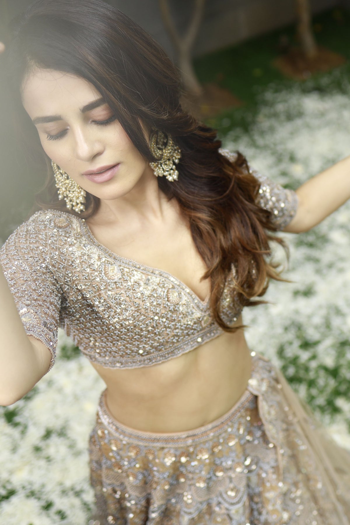 Champagne Gold Dabka Embellished Lehenga