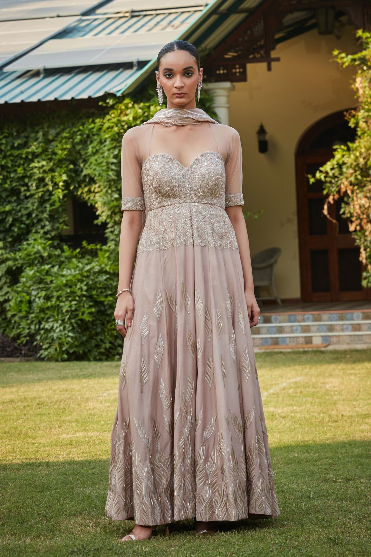 Vaani Champagne Anarkali Set