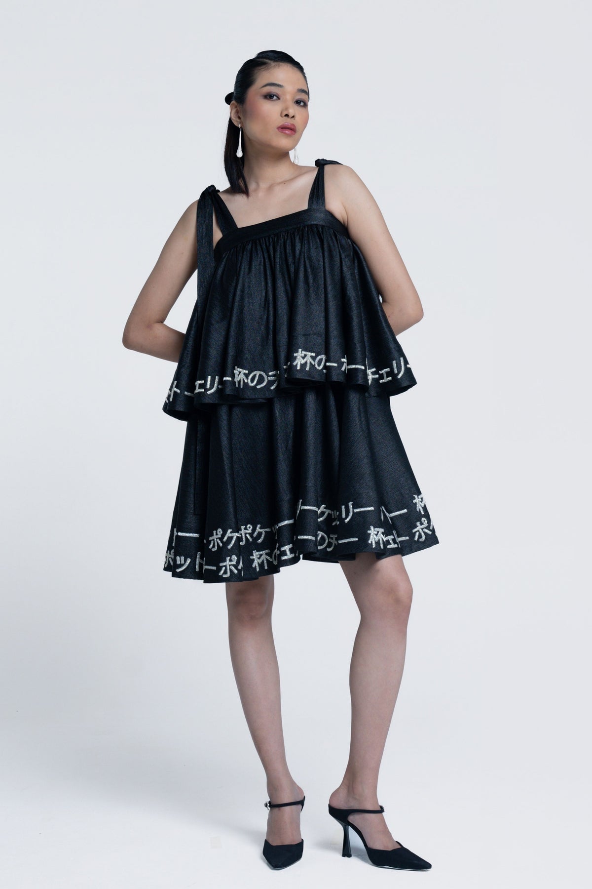 Midnight Sheen Tiered Dress