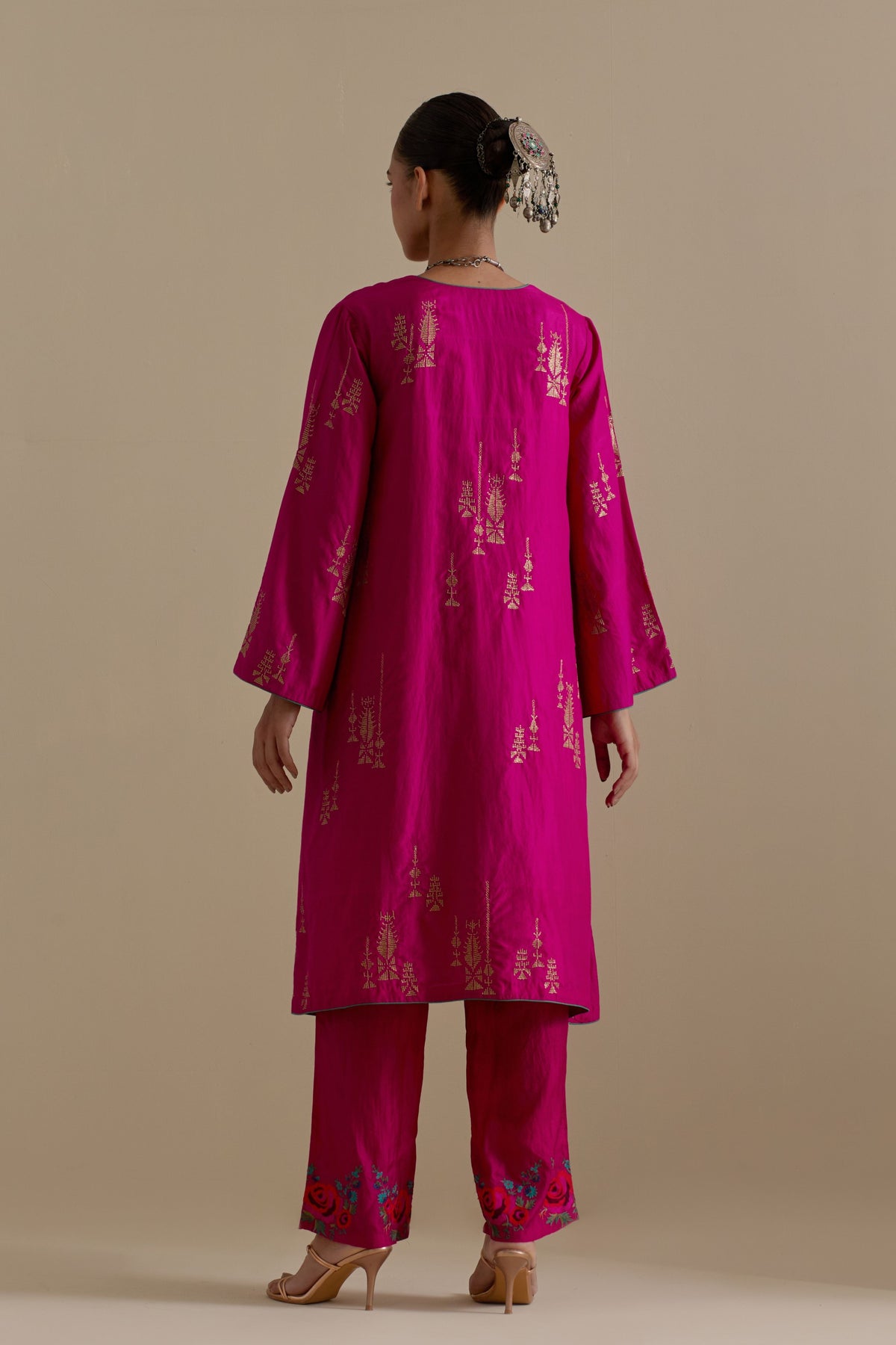 Fuchsia A-line Short Kurta Set