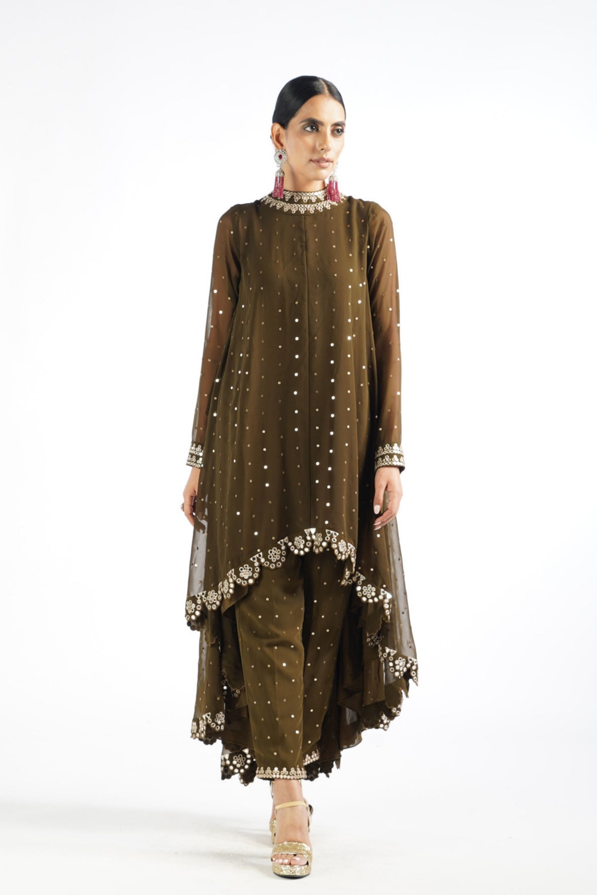 Olive Green Mirror Kurta Set