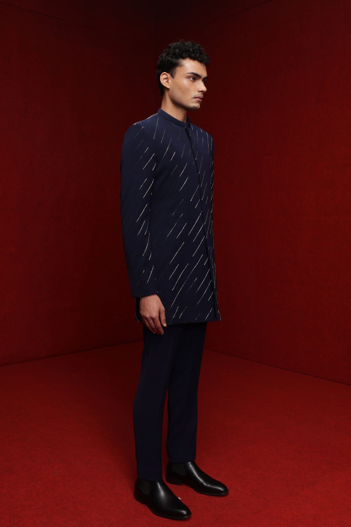 Navy Blue Bandhgala With Pant