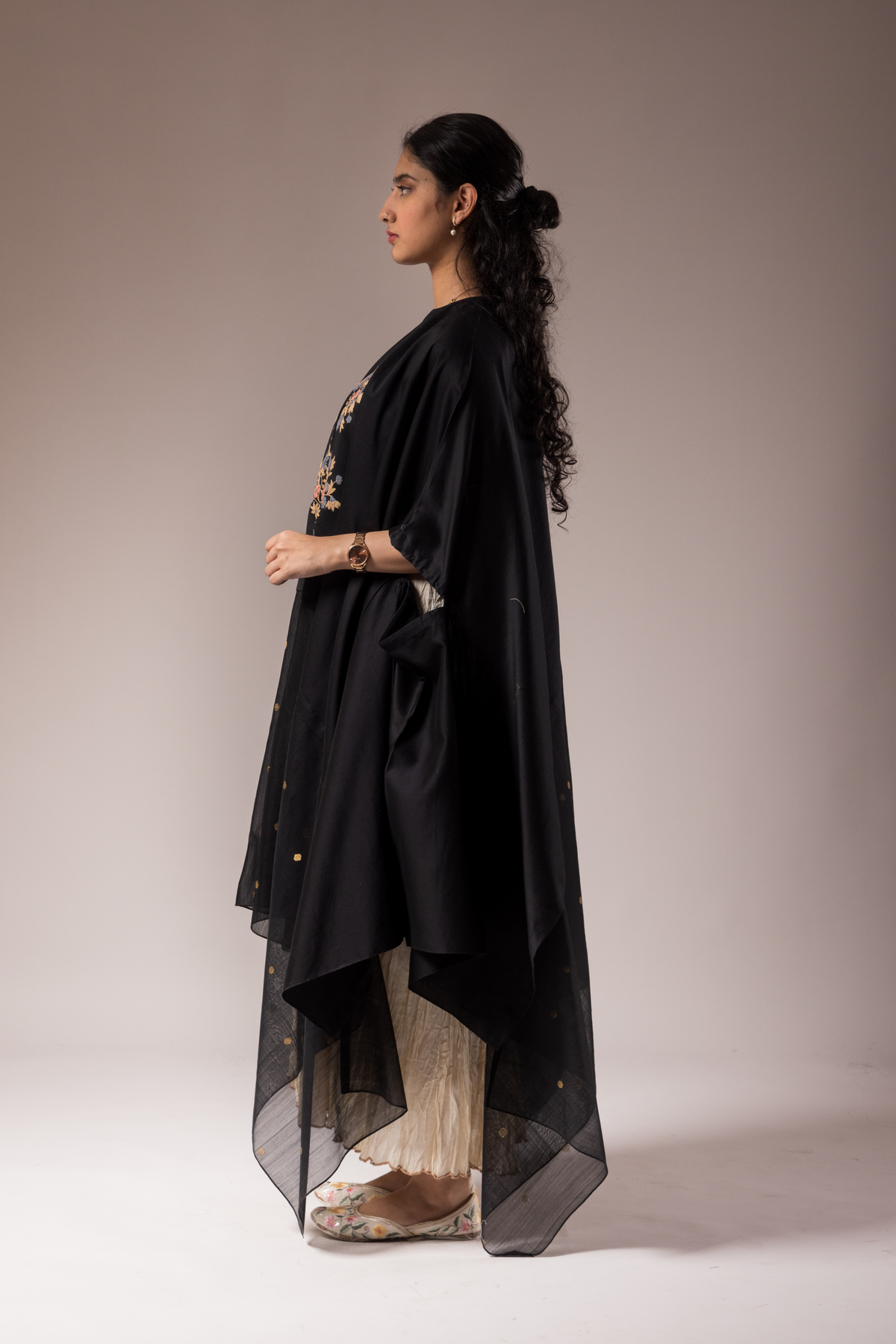 Black Chanderi Kaftan