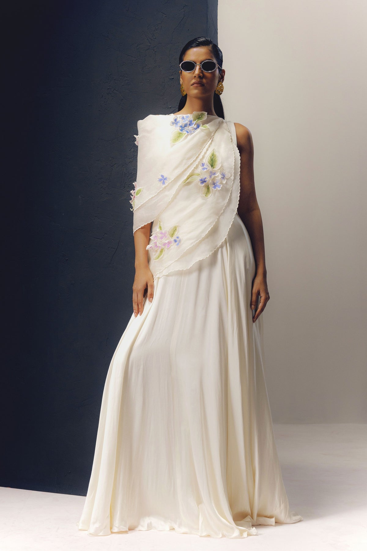 White Modal Draped Work Gown