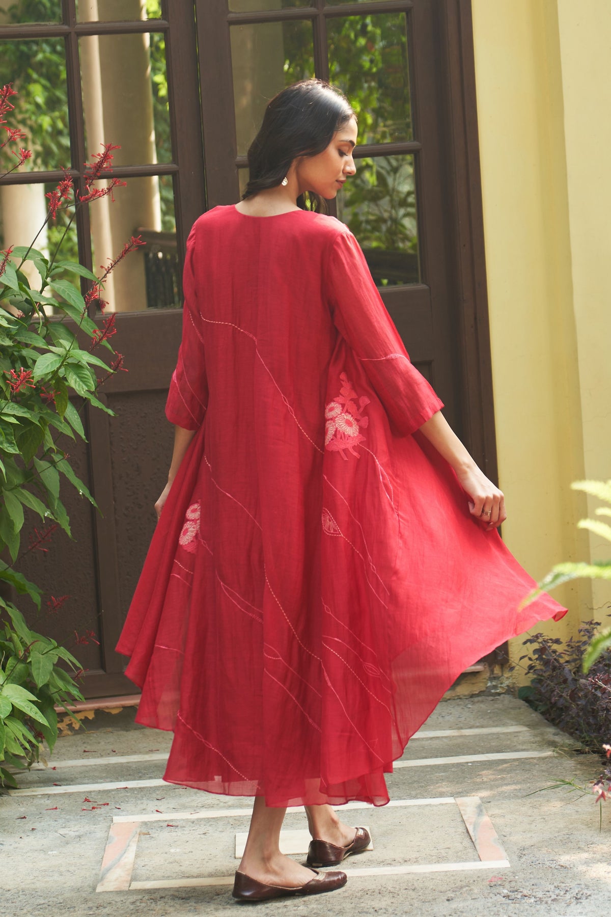 Crimson Embroidered Dress