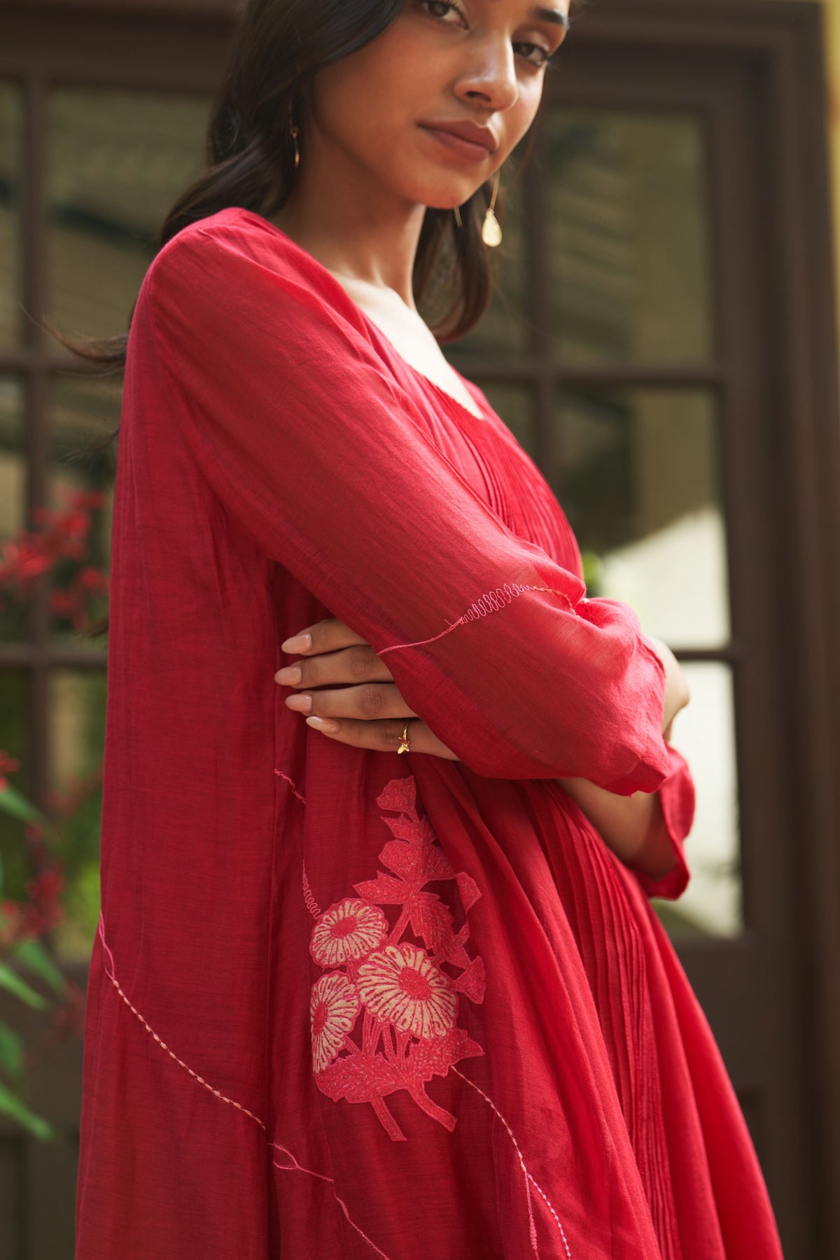 Crimson Embroidered Dress