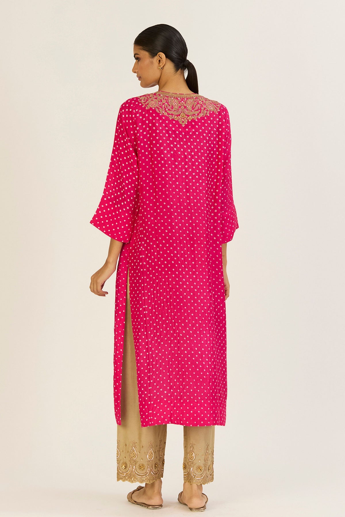 Brinda Fuschia Bandhani Kurta &amp; Pants