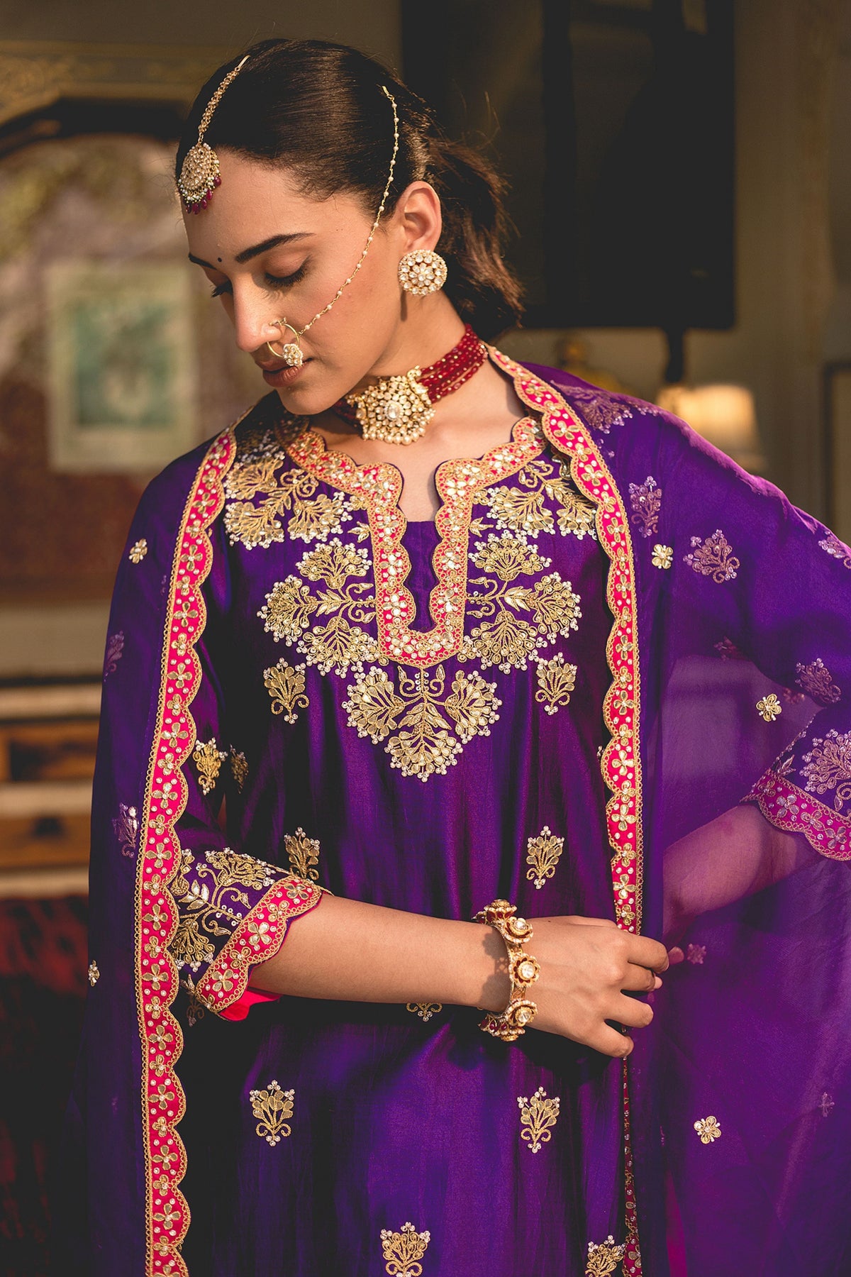 Purple Sharara Set