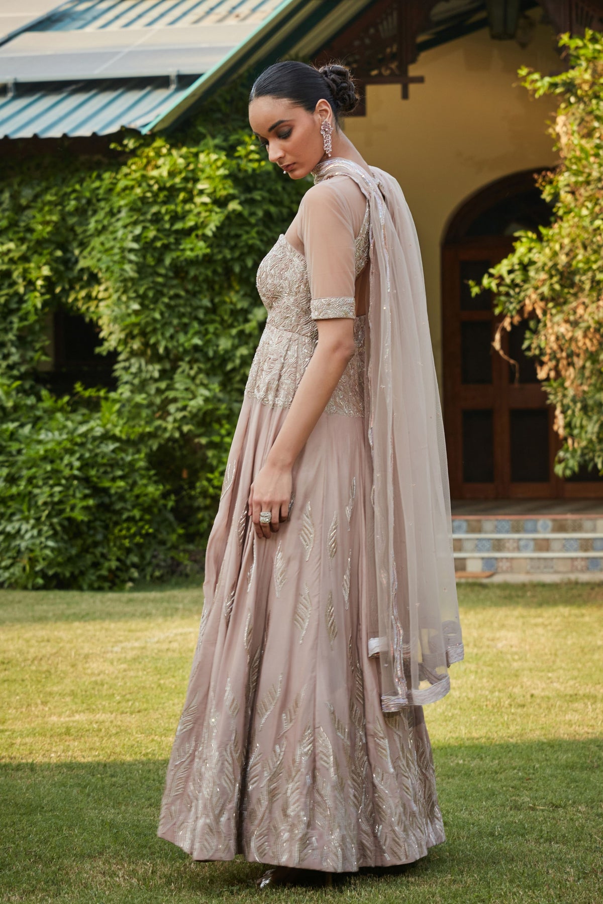 Vaani Champagne Anarkali Set