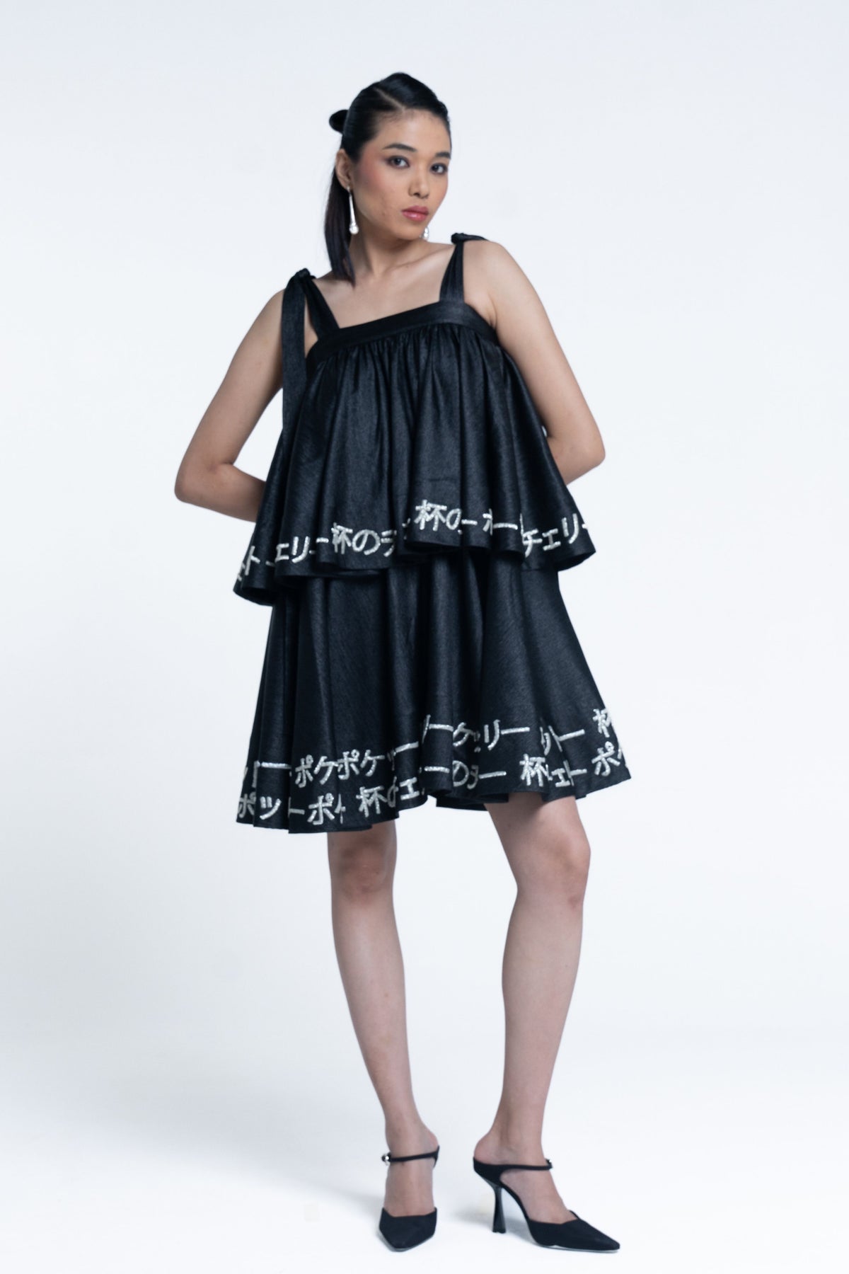 Midnight Sheen Tiered Dress