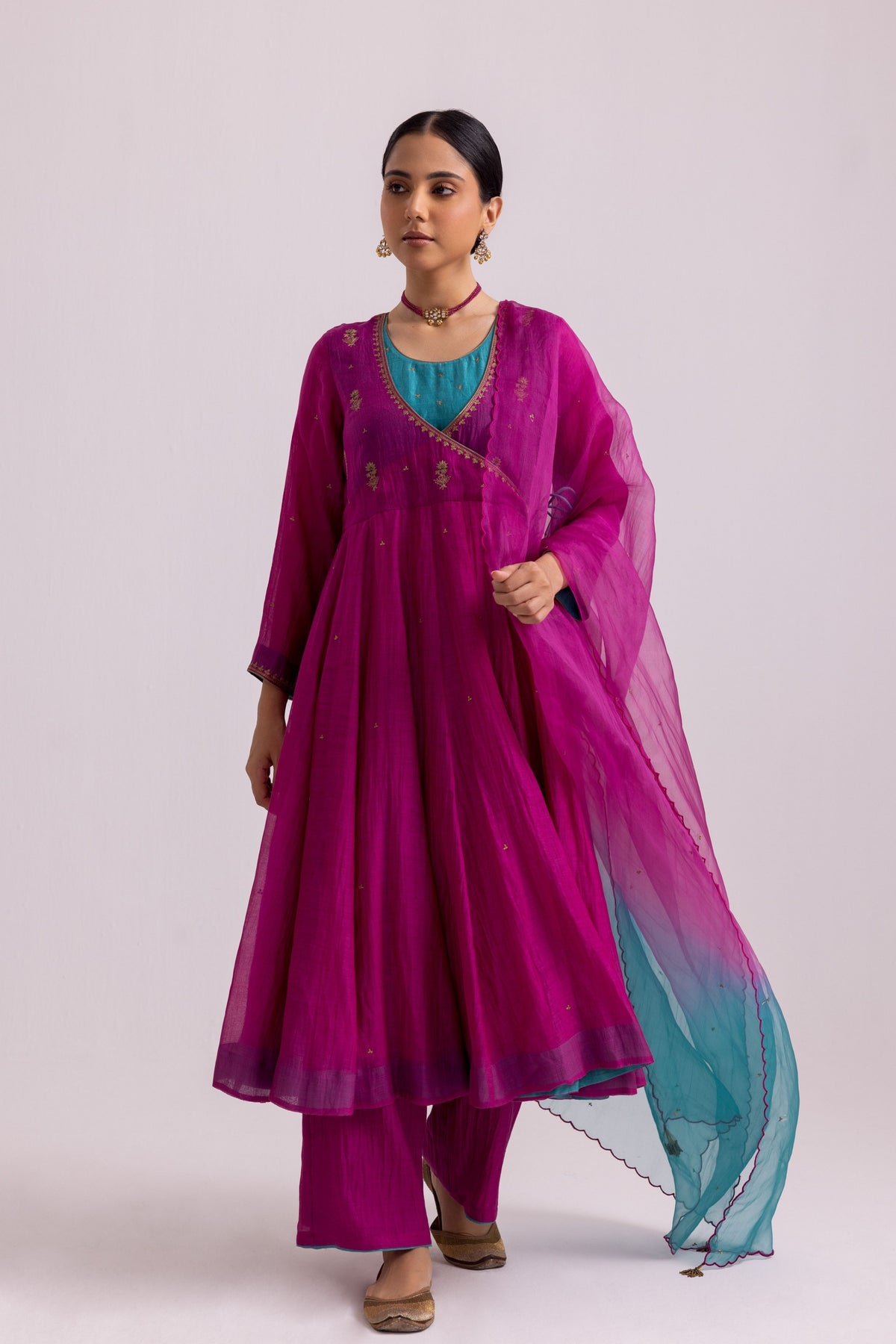 Ruhana Magenta Anarkali Set