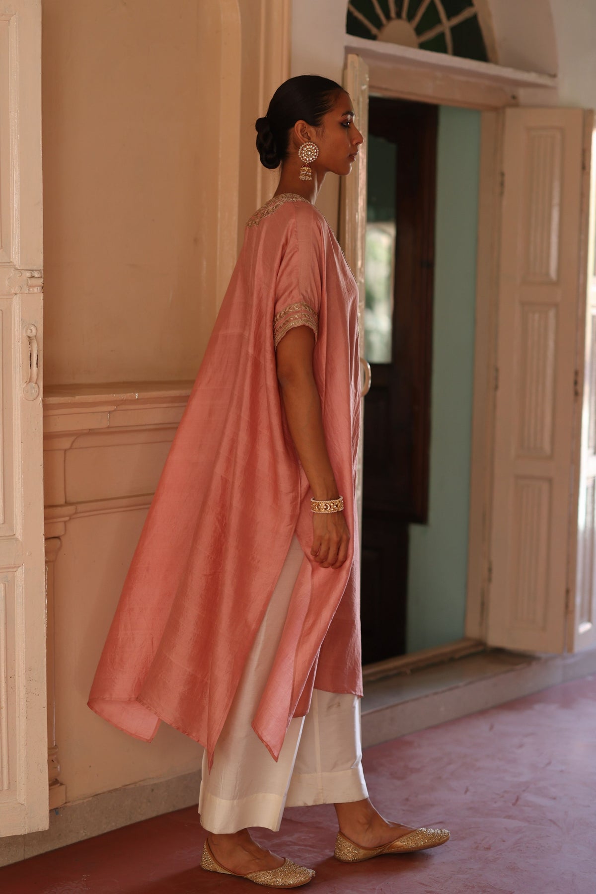 Pink Halfmoon Kaftan Set