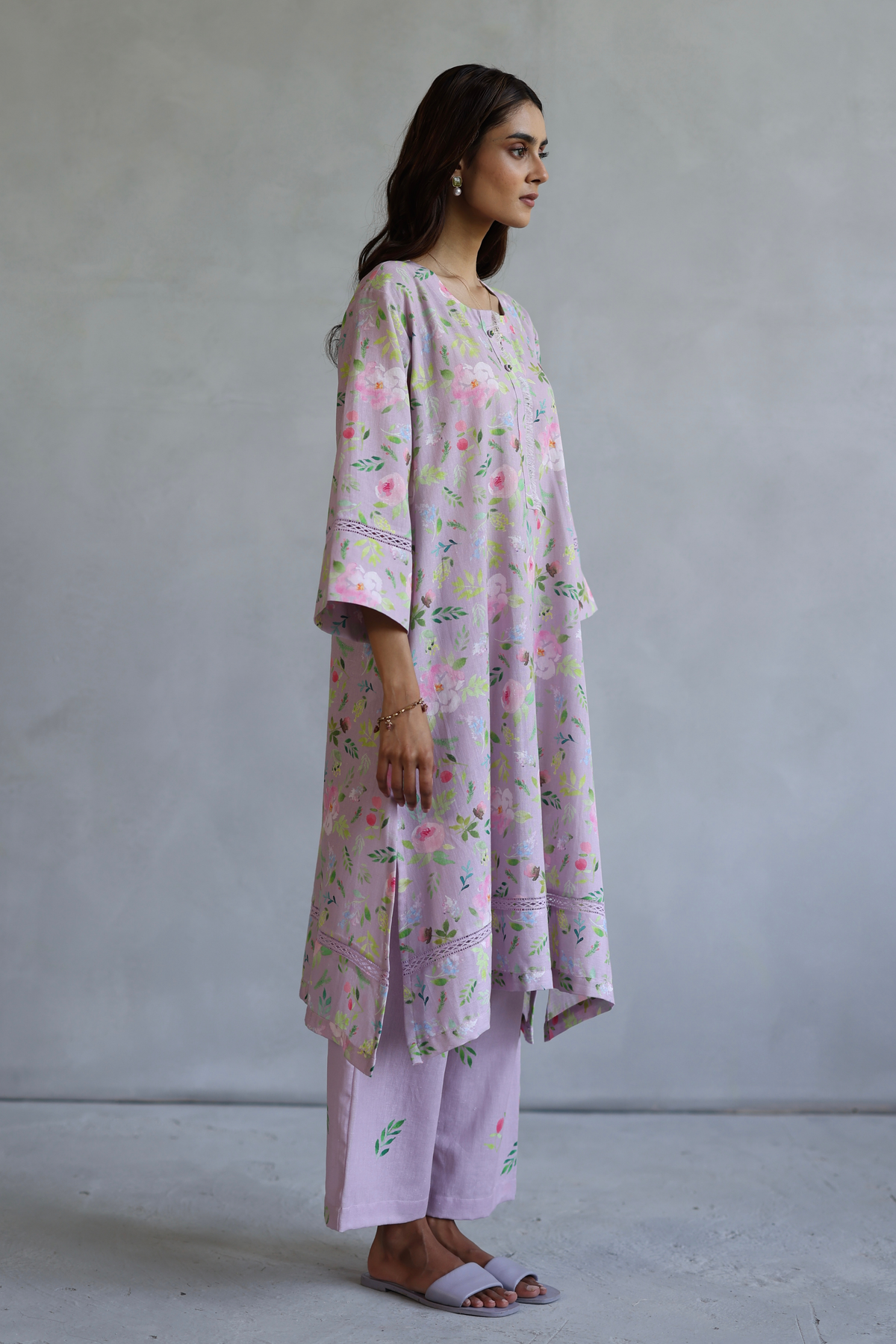 Floral Pink Hyacinth Tunic Set