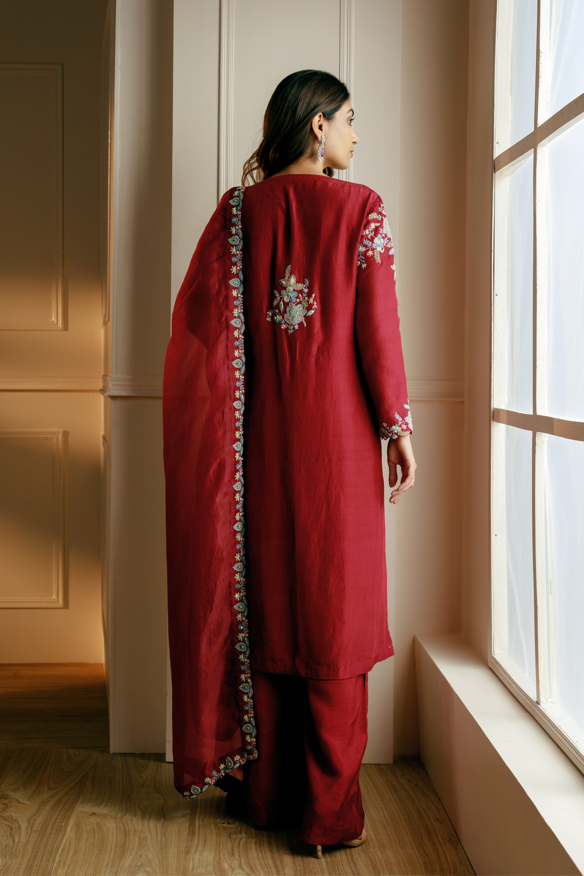 Maroon Straight Kurta Set