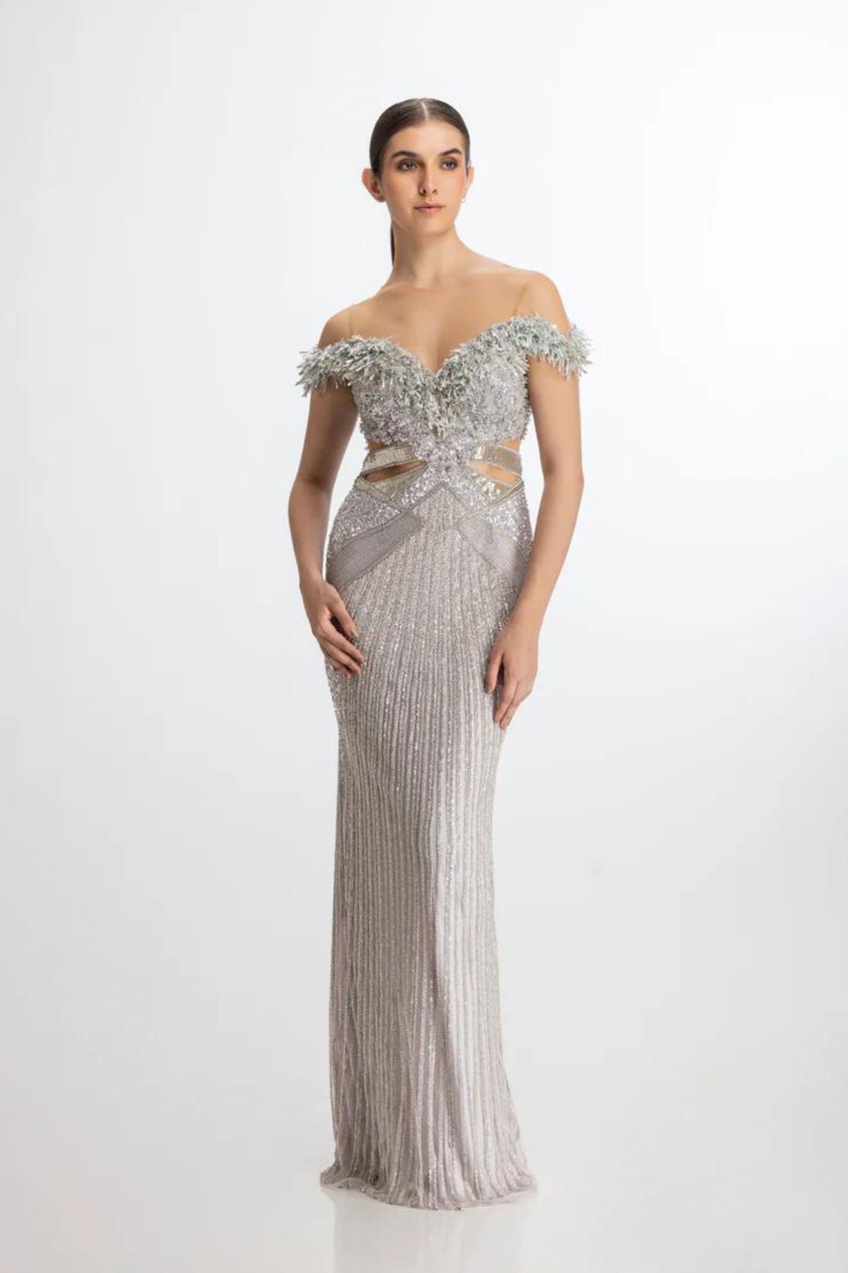 Metallic lilac cut-out gown