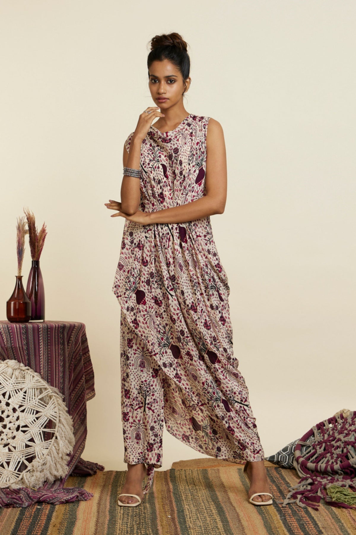 Safar Merlot Jaal Print Co-ord Set