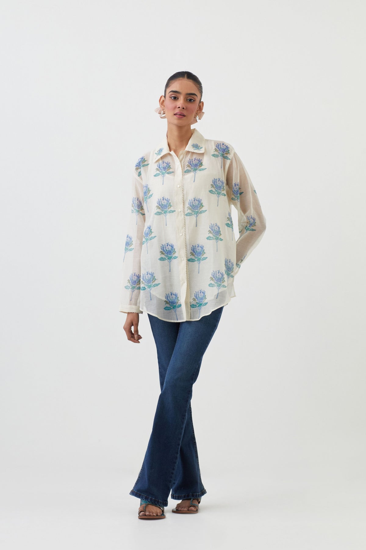 Blue Chanderi Shirt