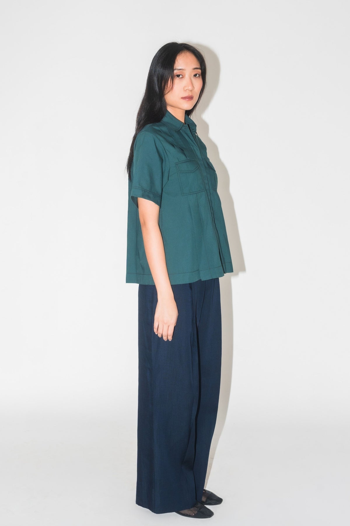 Pleated Safari Green Top