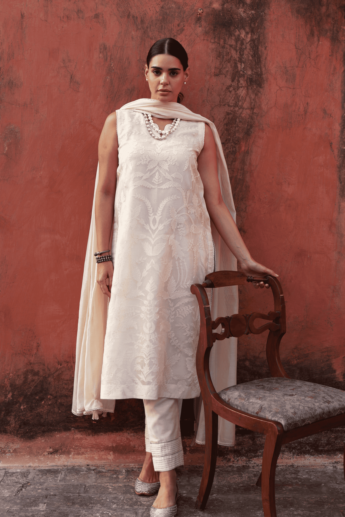 Ivory Applique Kurta Set