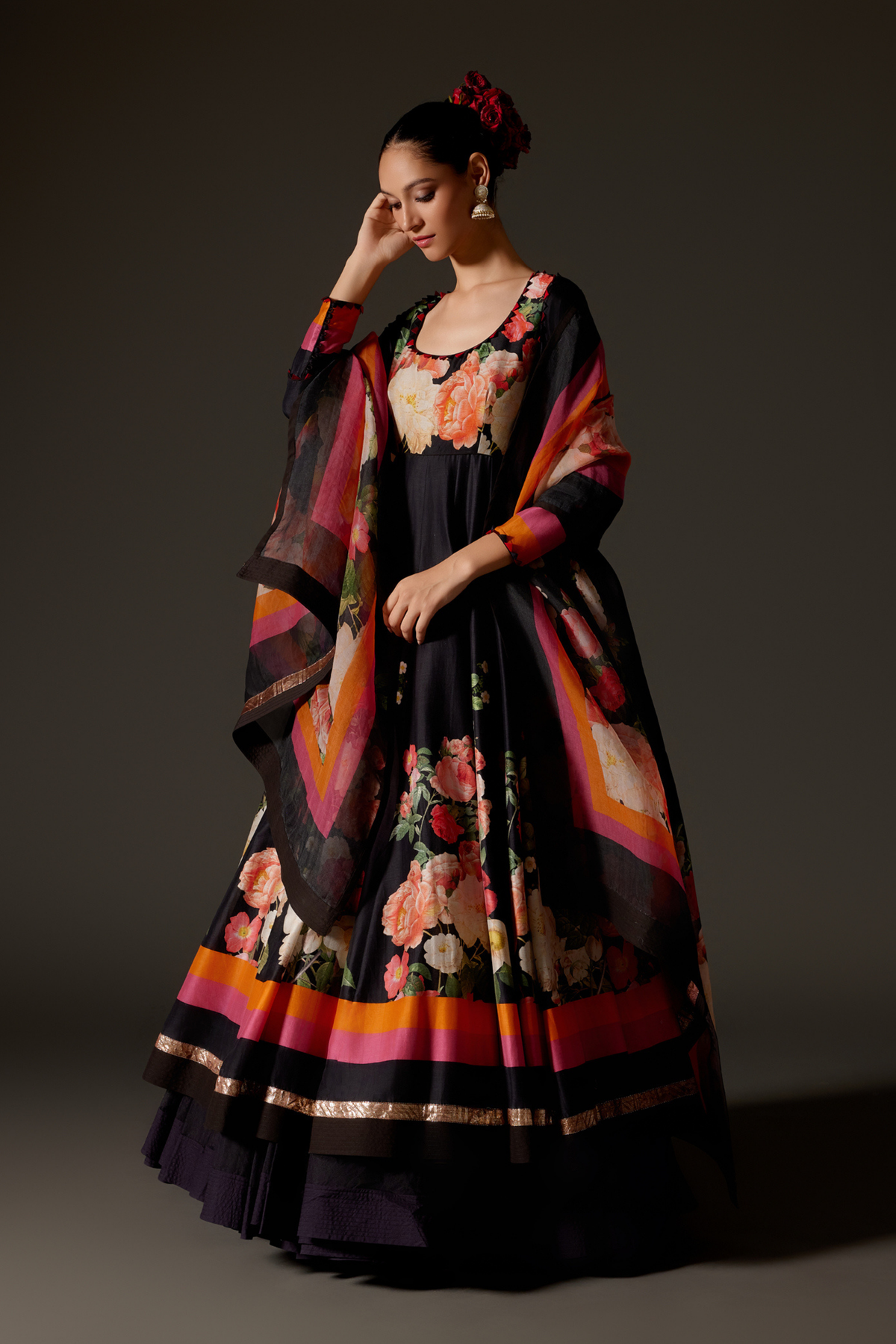 Elegant Black Anarkali Set