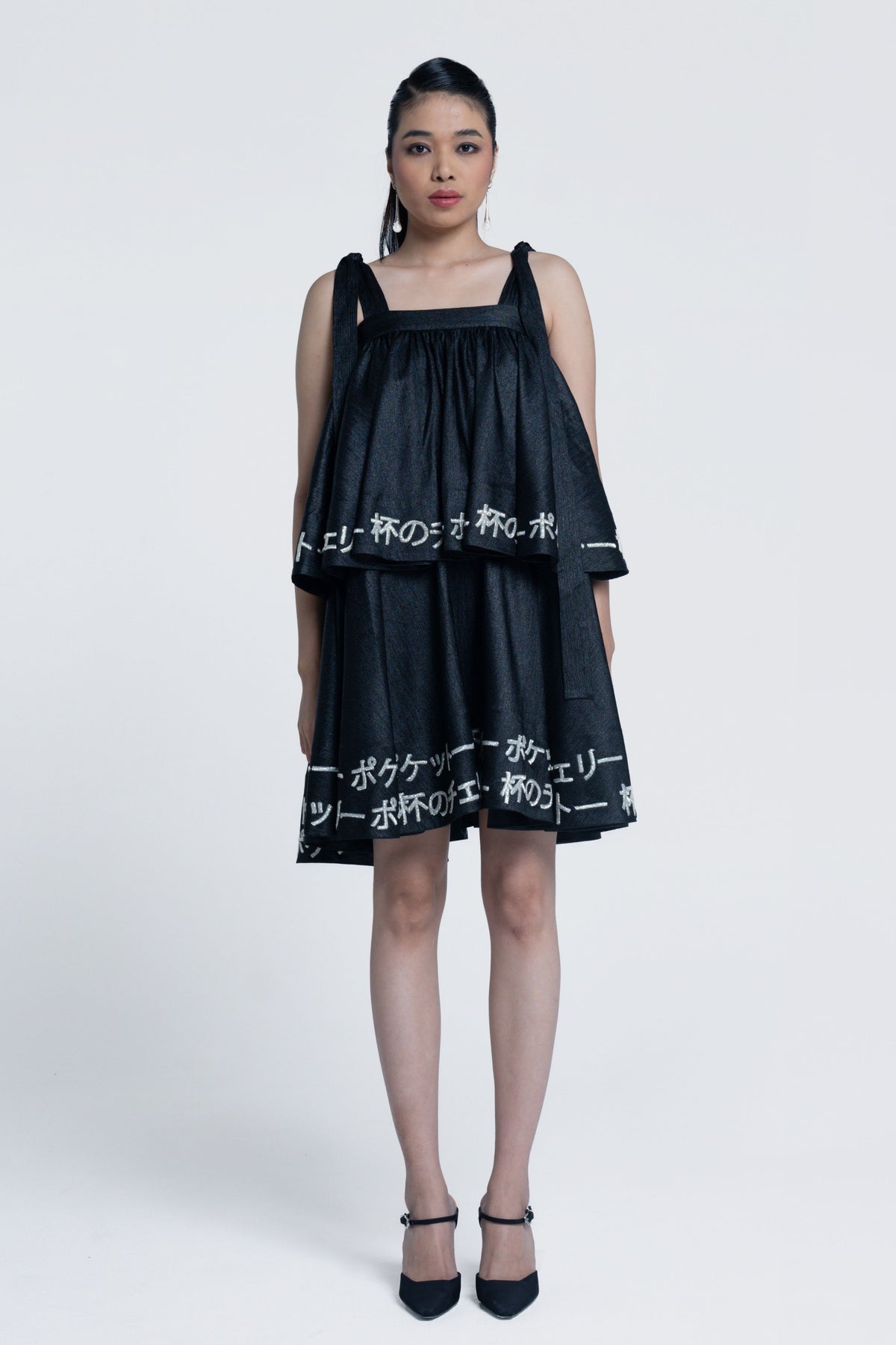 Midnight Sheen Tiered Dress